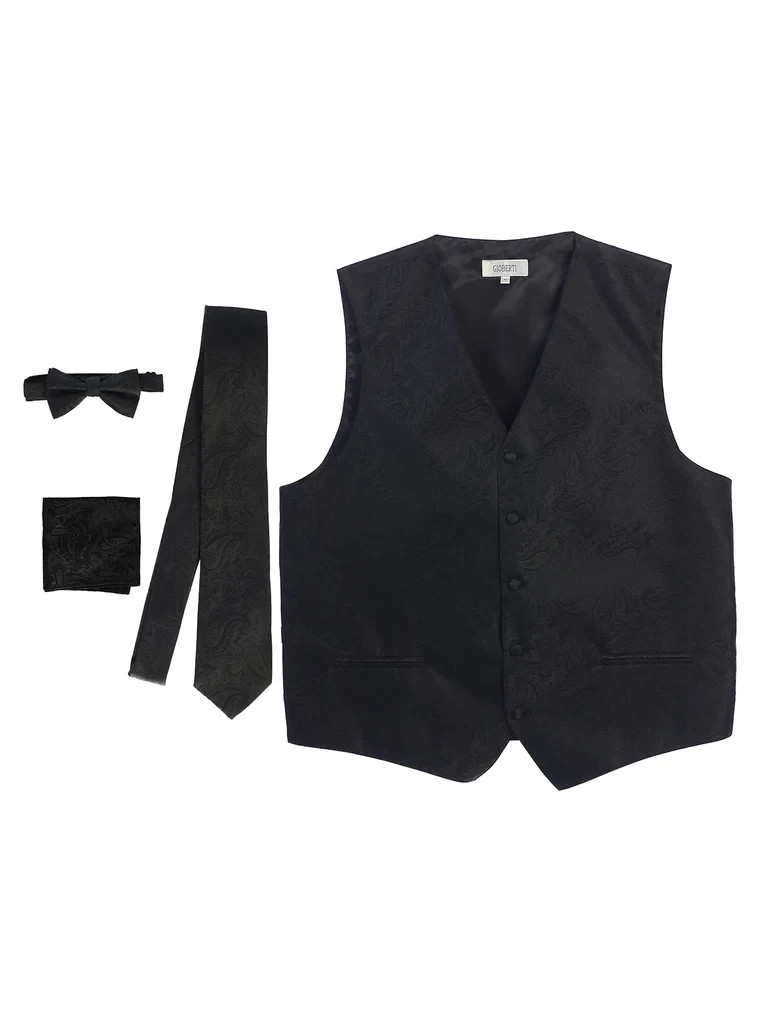 Gioberti Men’s 4 Pc Formal Jacquard Paisley Vest Set 100 % Polyester Size XS-4XL