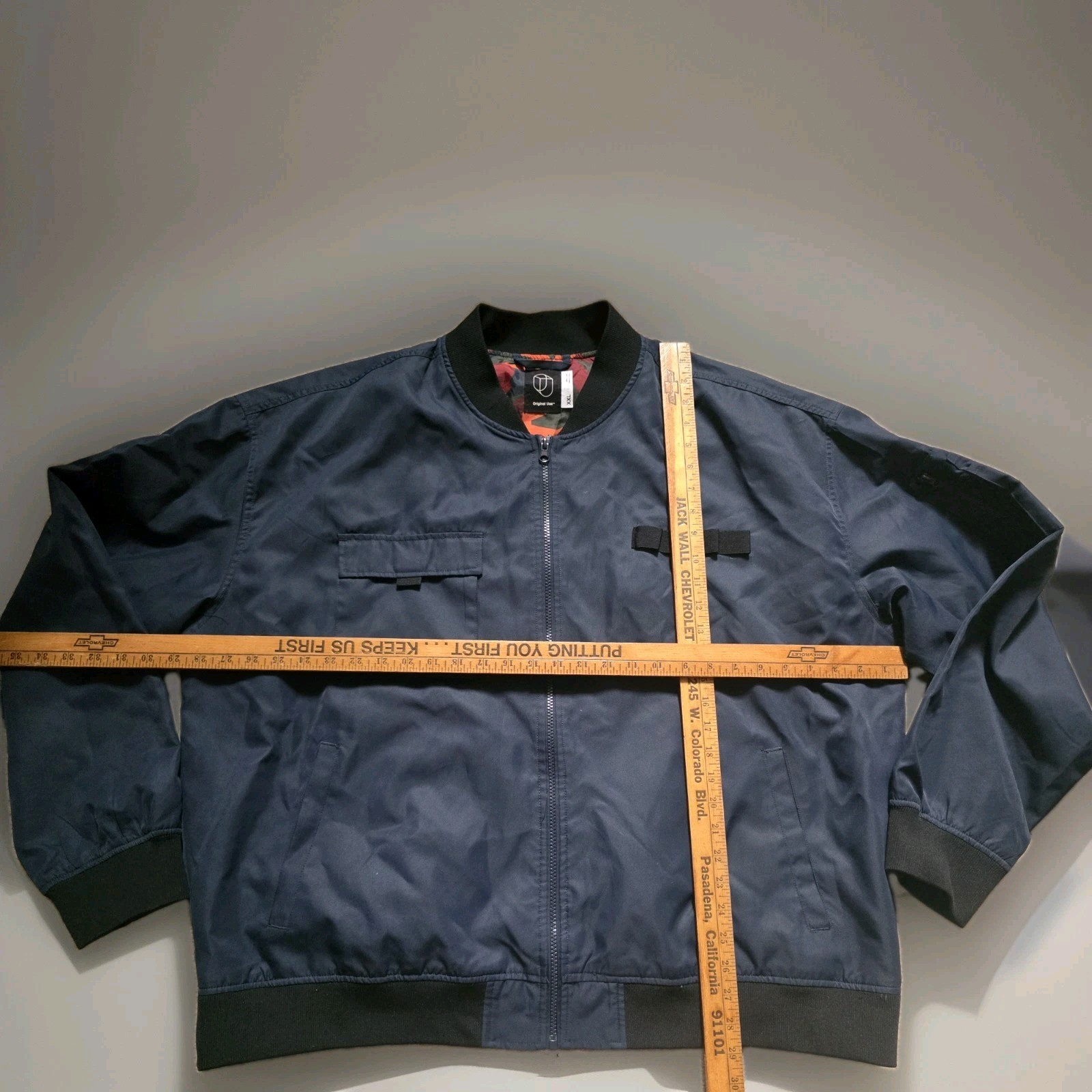 Original Use Men’s Navy Zip Up Utility Casual Bomber Jacket XXL Spring Summer