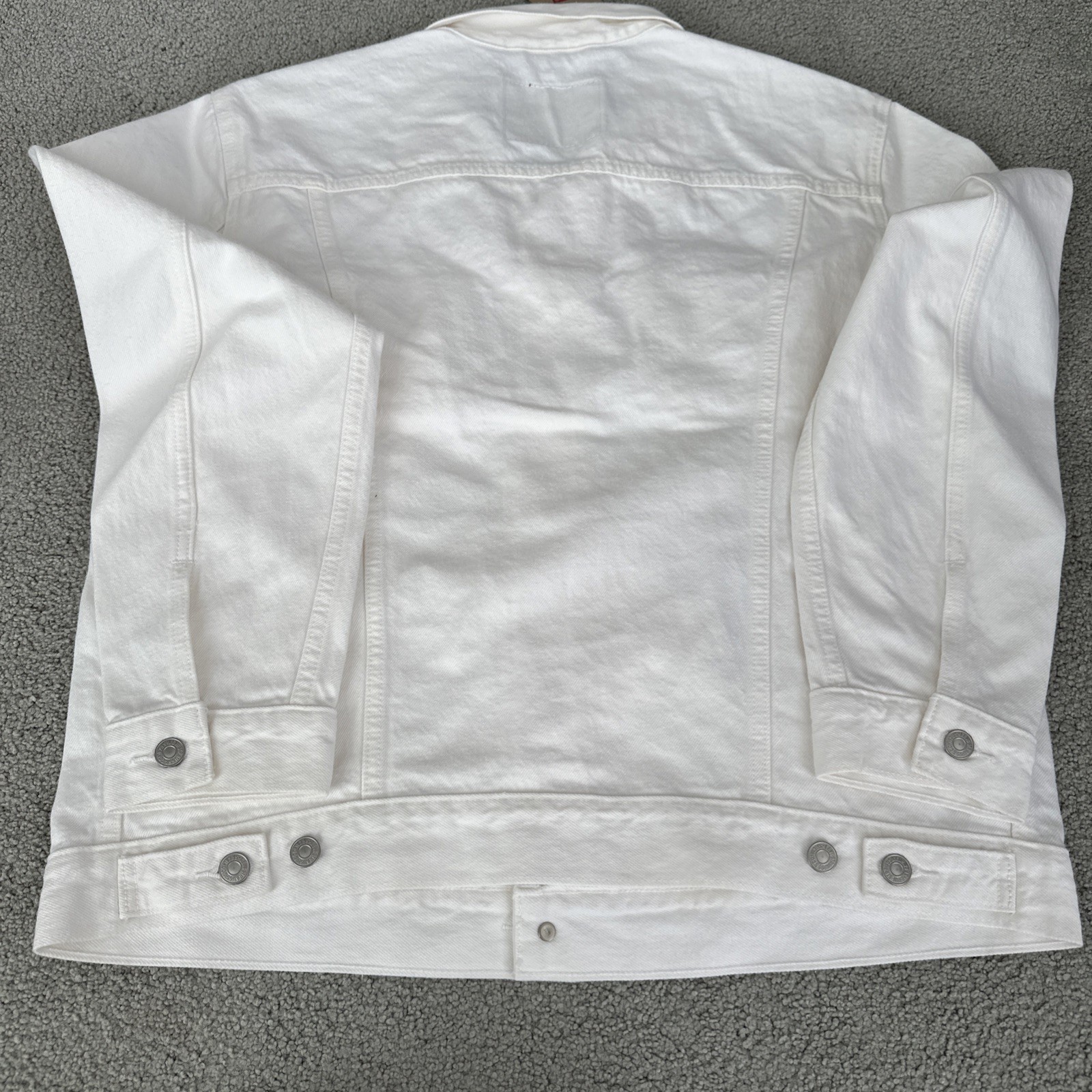 LEVI’S Men’s Large Ivory White Denim Trucker Jacket Inner Pockets