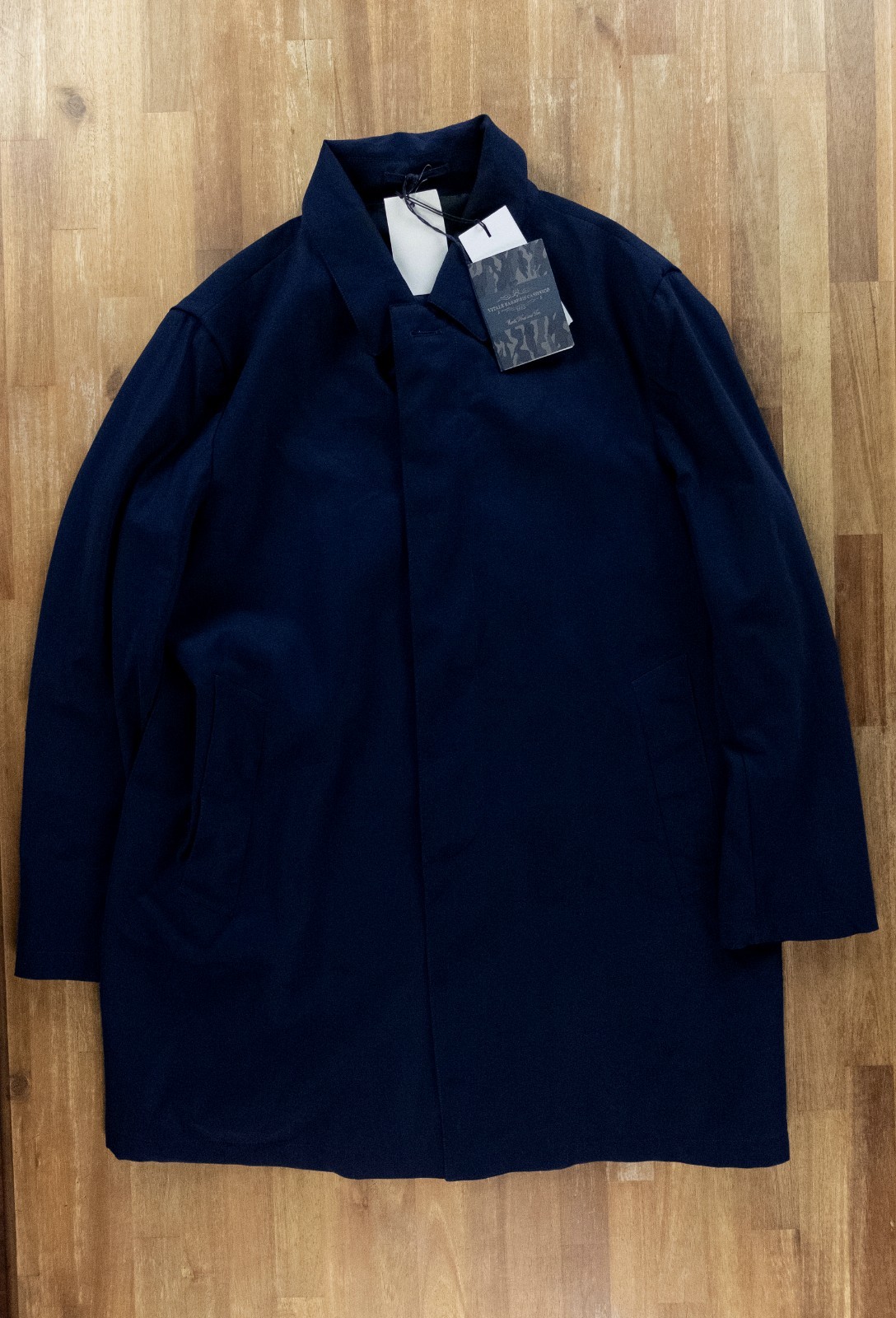 (NO CUSTOMS TAX) LUIGI BIANCHI navy blue water resistant trench coat Size 3XL