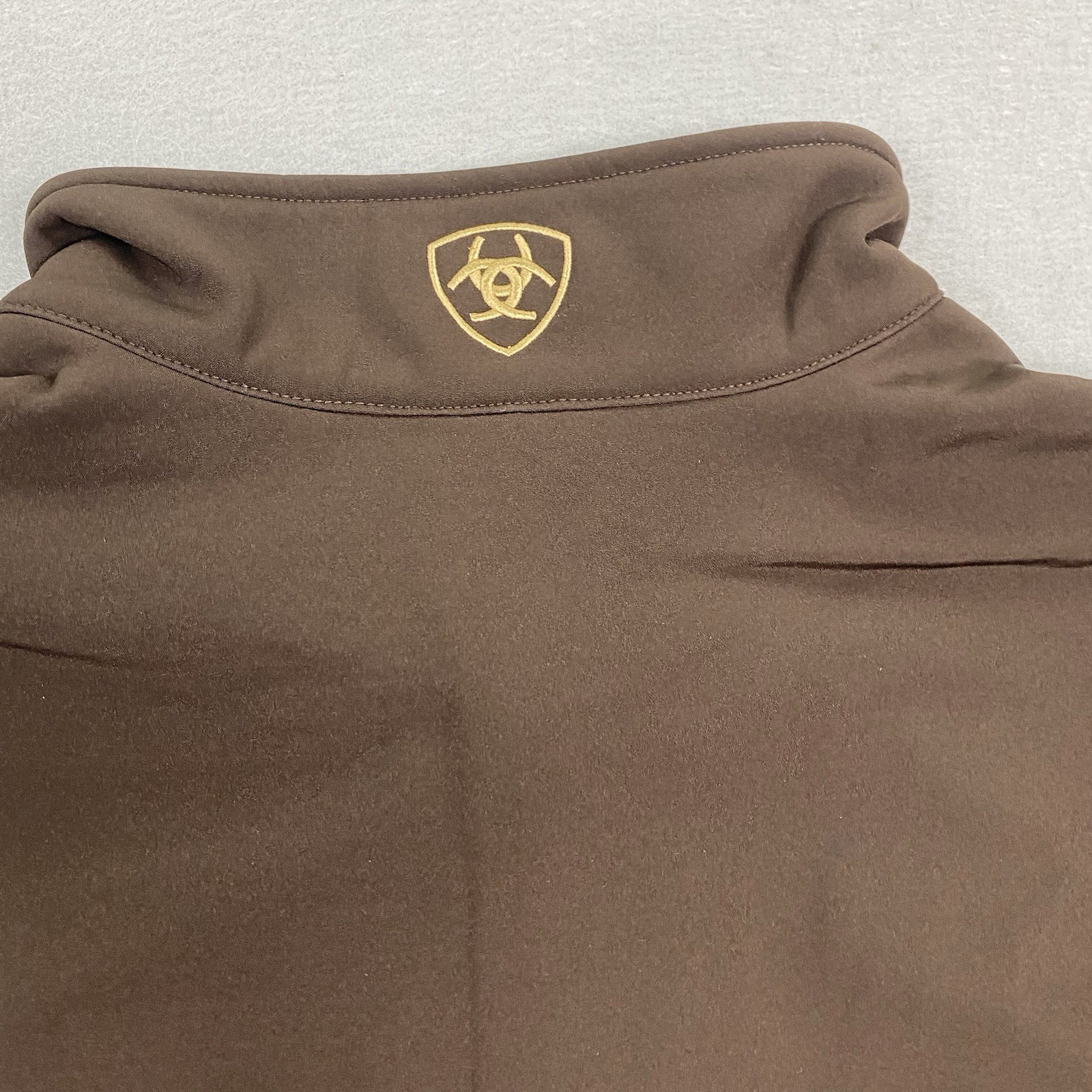 Ariat Logo Softshell Jacket Mens XXL Brown Full Zip Conceal Carry Wind Resist