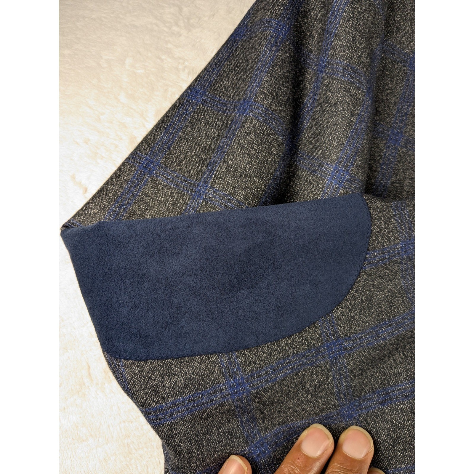 Canaletto Vitale Barberis Canonico 44L Mens Plaid Sport Coat Blazer Elbow Patch