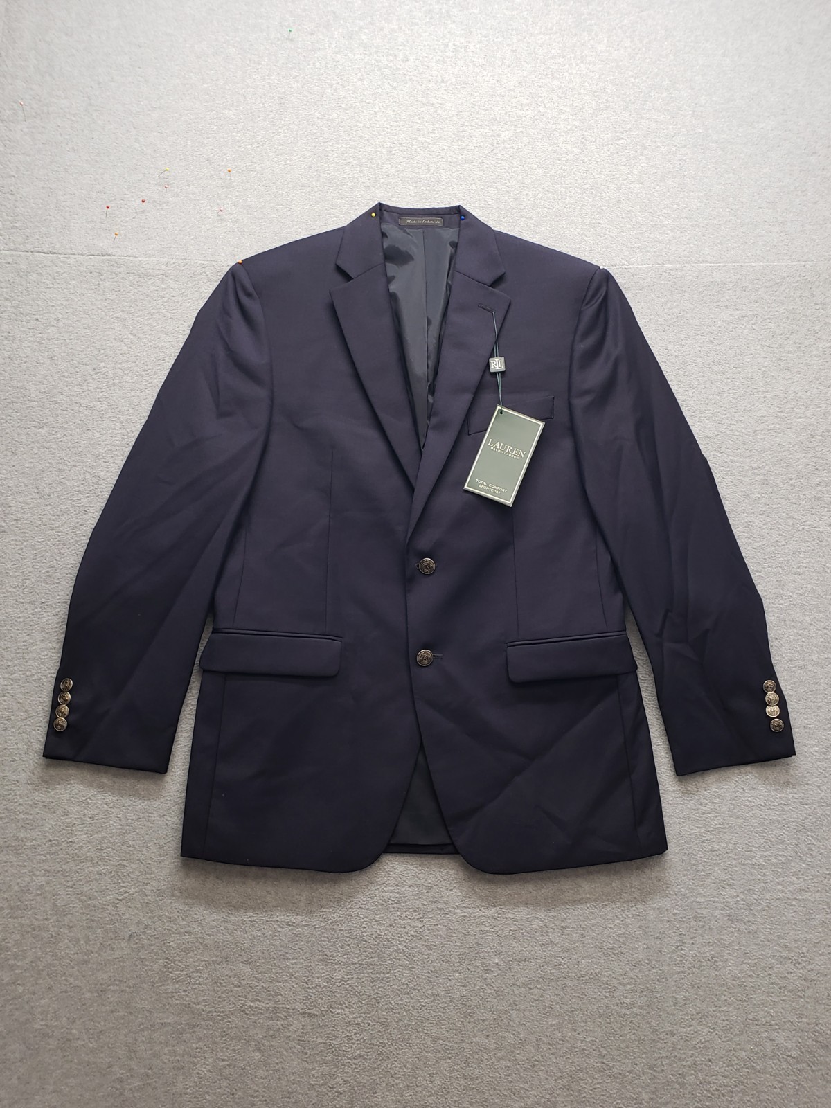 Lauren Ralph Lauren Men Blazer Jacket 38R Navy Blue Two Button Pockets Business