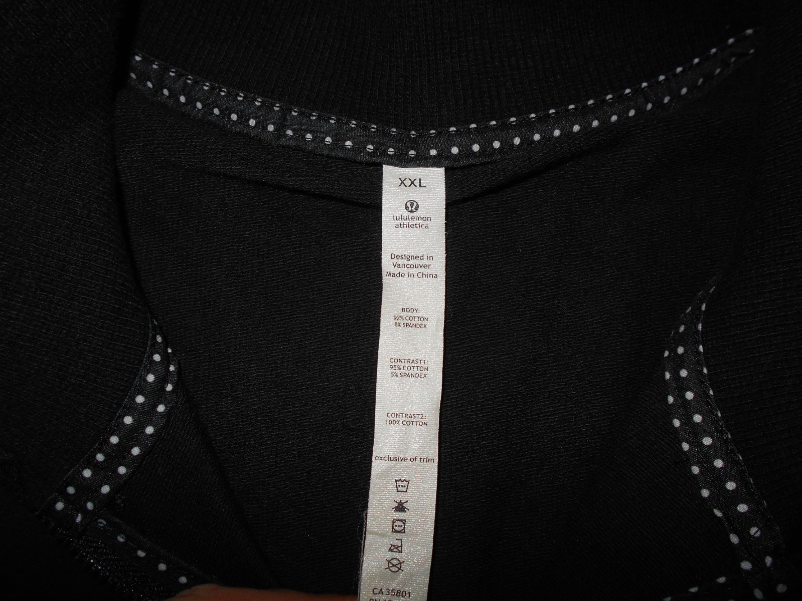 LULULEMON ATHLETICA MENS XXL COTTON/SPANDEX BLACK BOMBER JACKET