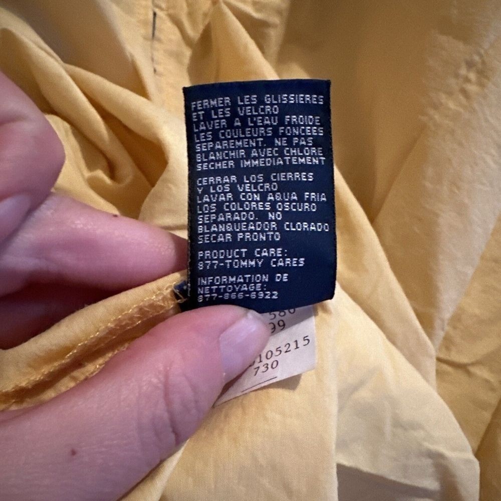 Vintage Tommy Jeans Mens XL Yellow Short Sleeve Quarter Zip Windbreaker 1999