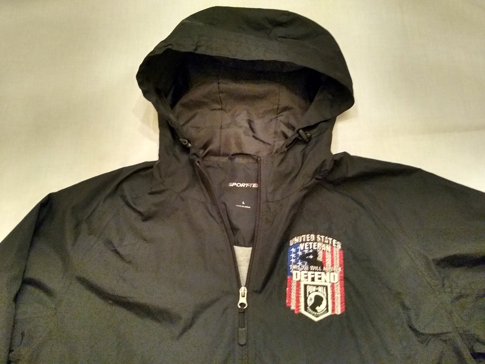 United States Veteran POW * MIA Sport-Tek Jacket Black Size L Large Windbreaker