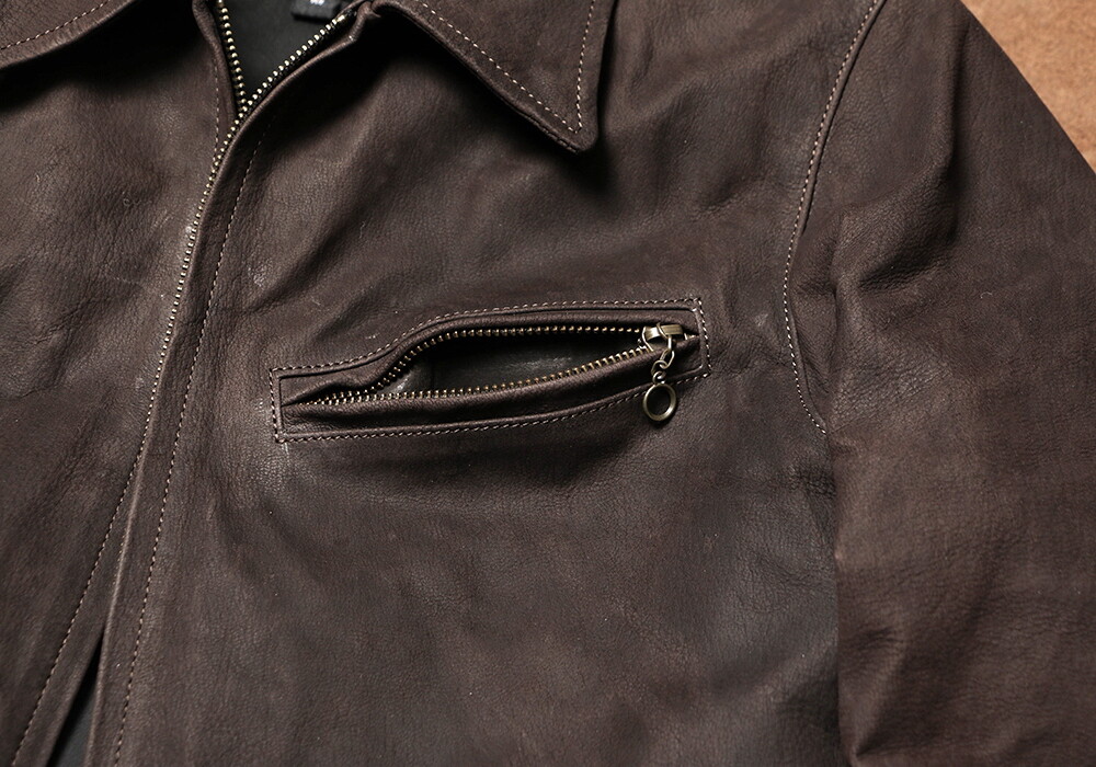 Mens Vintage Style Distressed Washed Goatskin Leather Jacket – Matte Finish