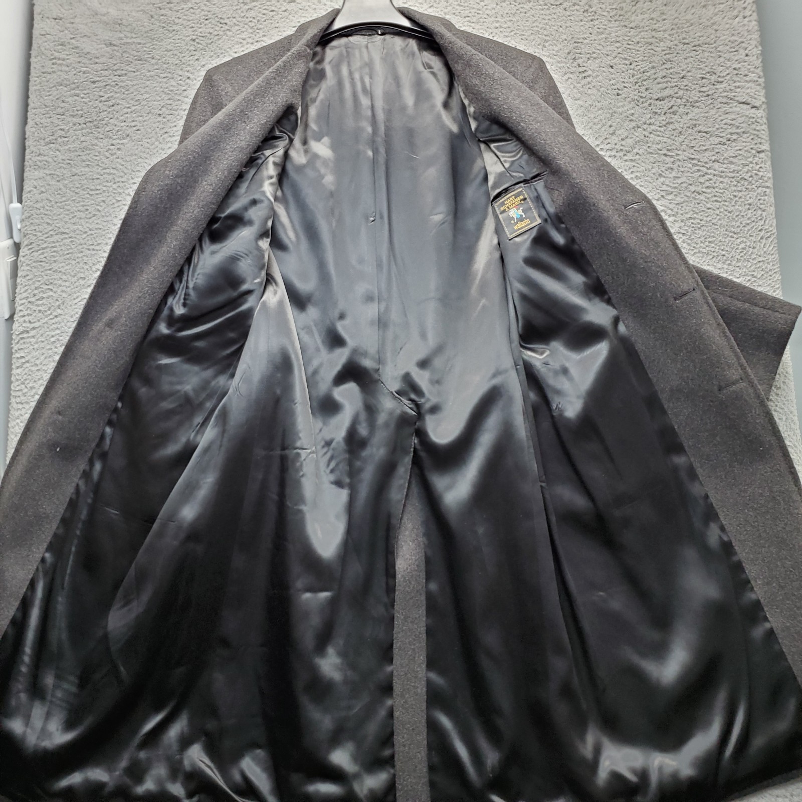 Hart Schaffner Marx Wallachs Long Overcoat Mens 46R Gray Heavy Wool Blend Lined