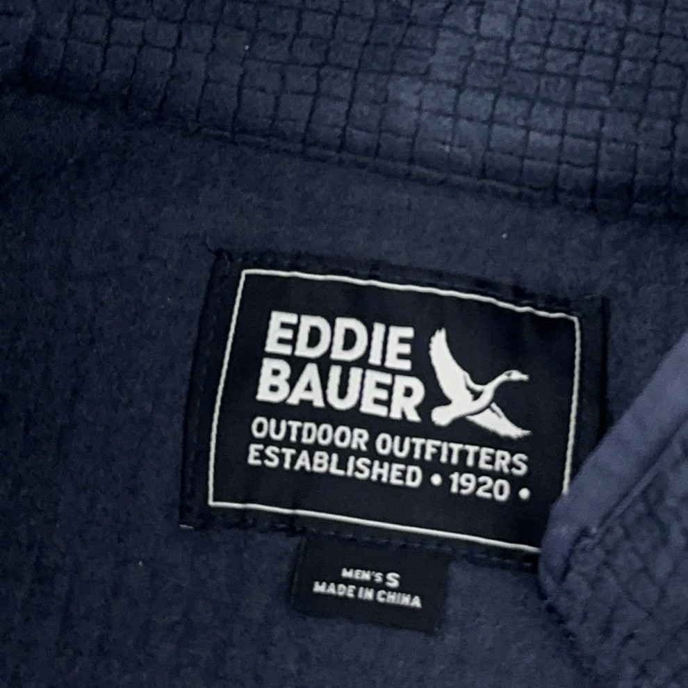 NEW Eddie Bauer Elevation Jacket Men’s Small Blue Grid Waffle Fleece Full Zip