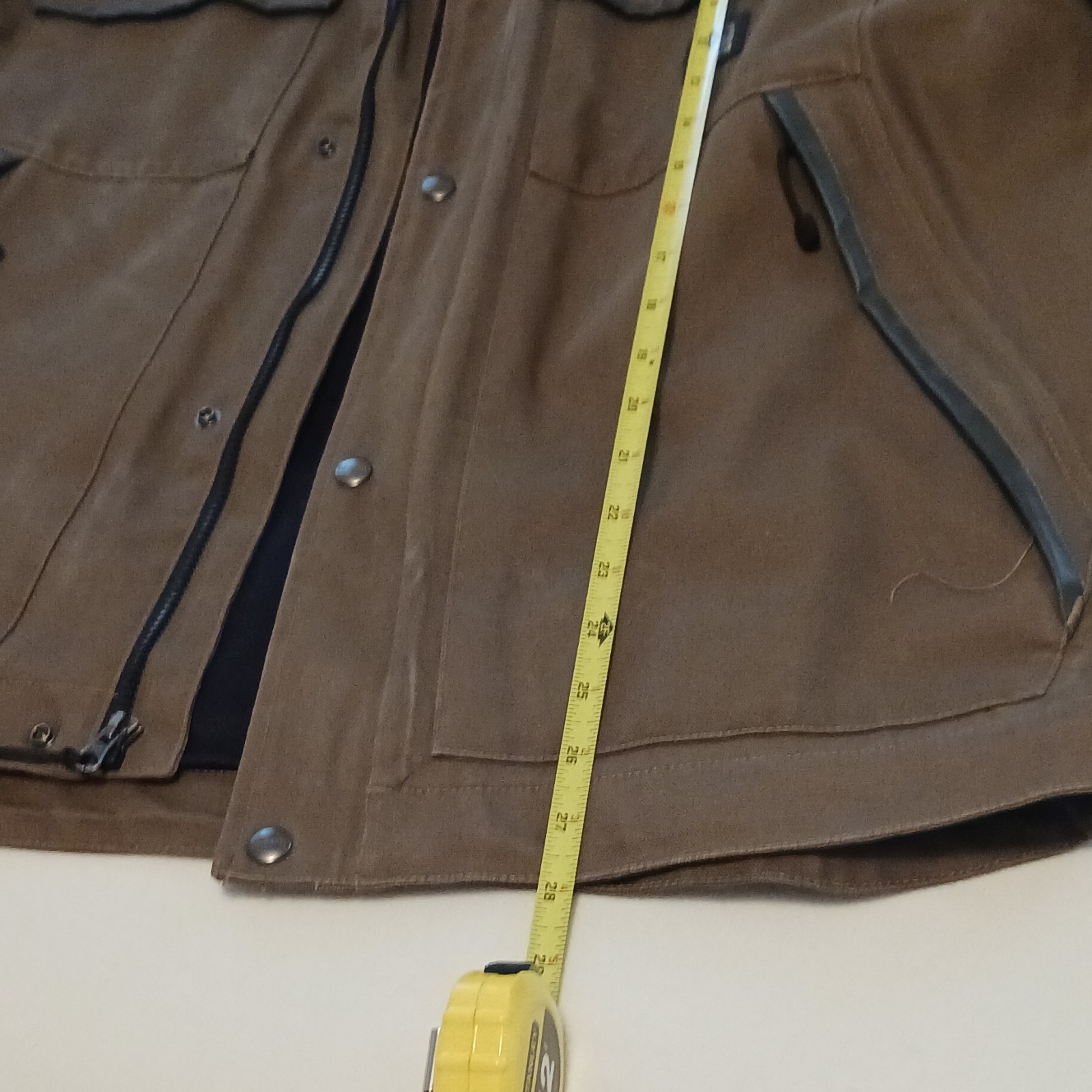 Carhartt Men’s Brown Work Jacket Full Zip Snap Front Logo Stand-Up L
