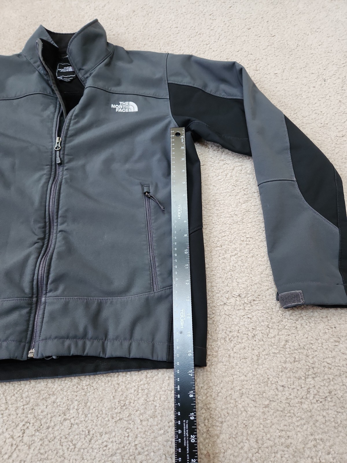 The North Face Mens M Soft-shell Jacket Gray Full Zip Fleece Lined Wind Block