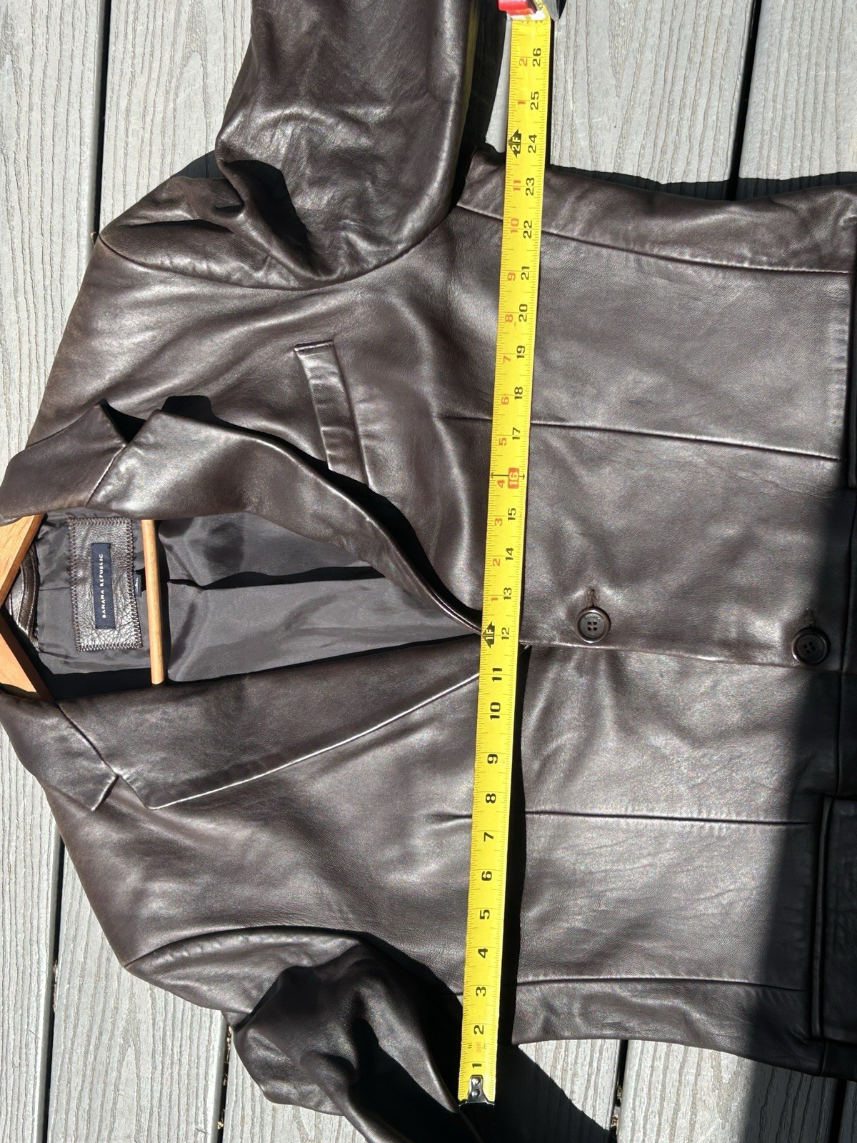 Banana Republic Leather Blazer Jacket Mens Large Brown Two Button
