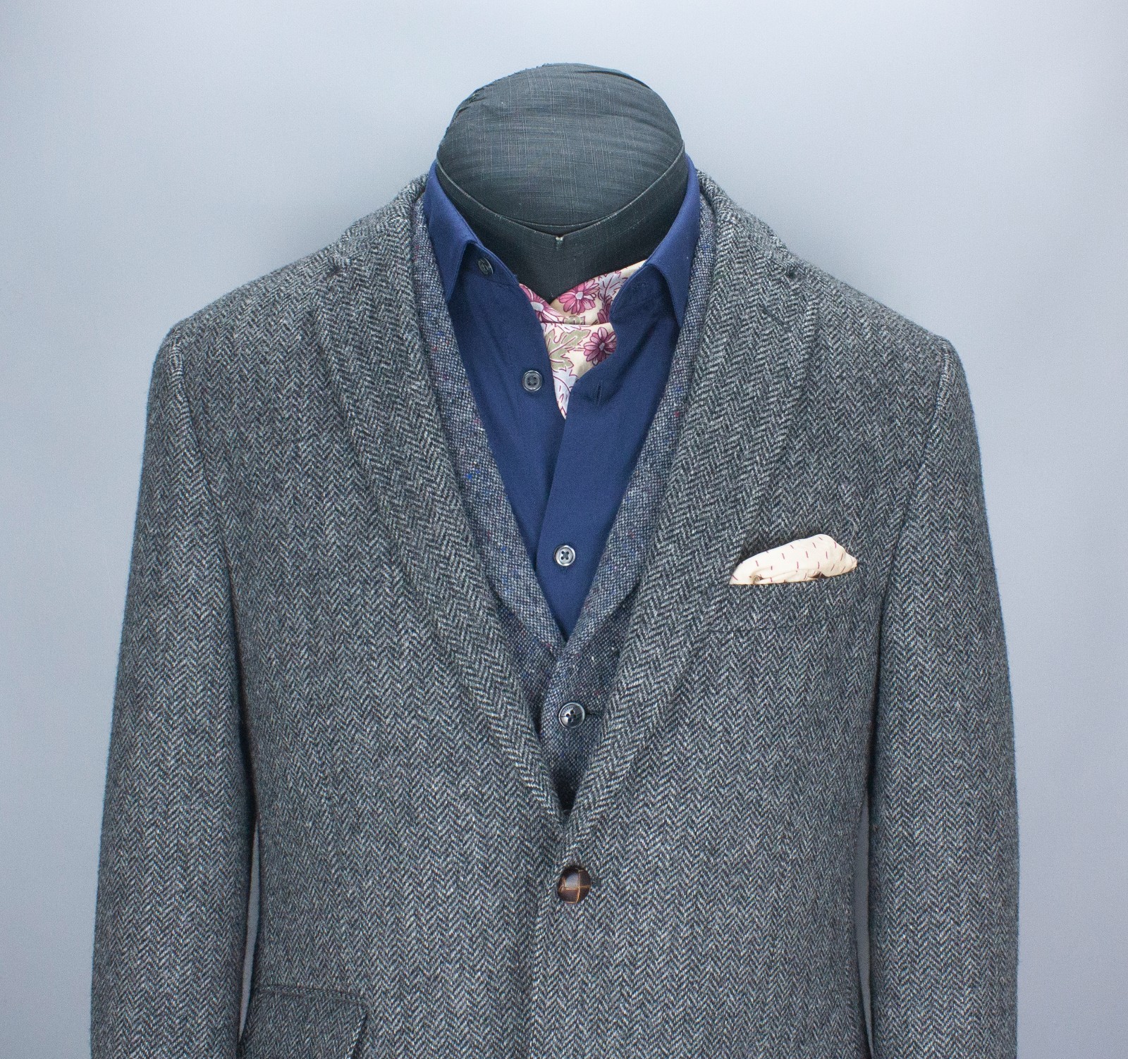 M&S Sartorial Blazer Mens 40 in Moon Tweed Charcoal Herringbone Sport Coat 102cm