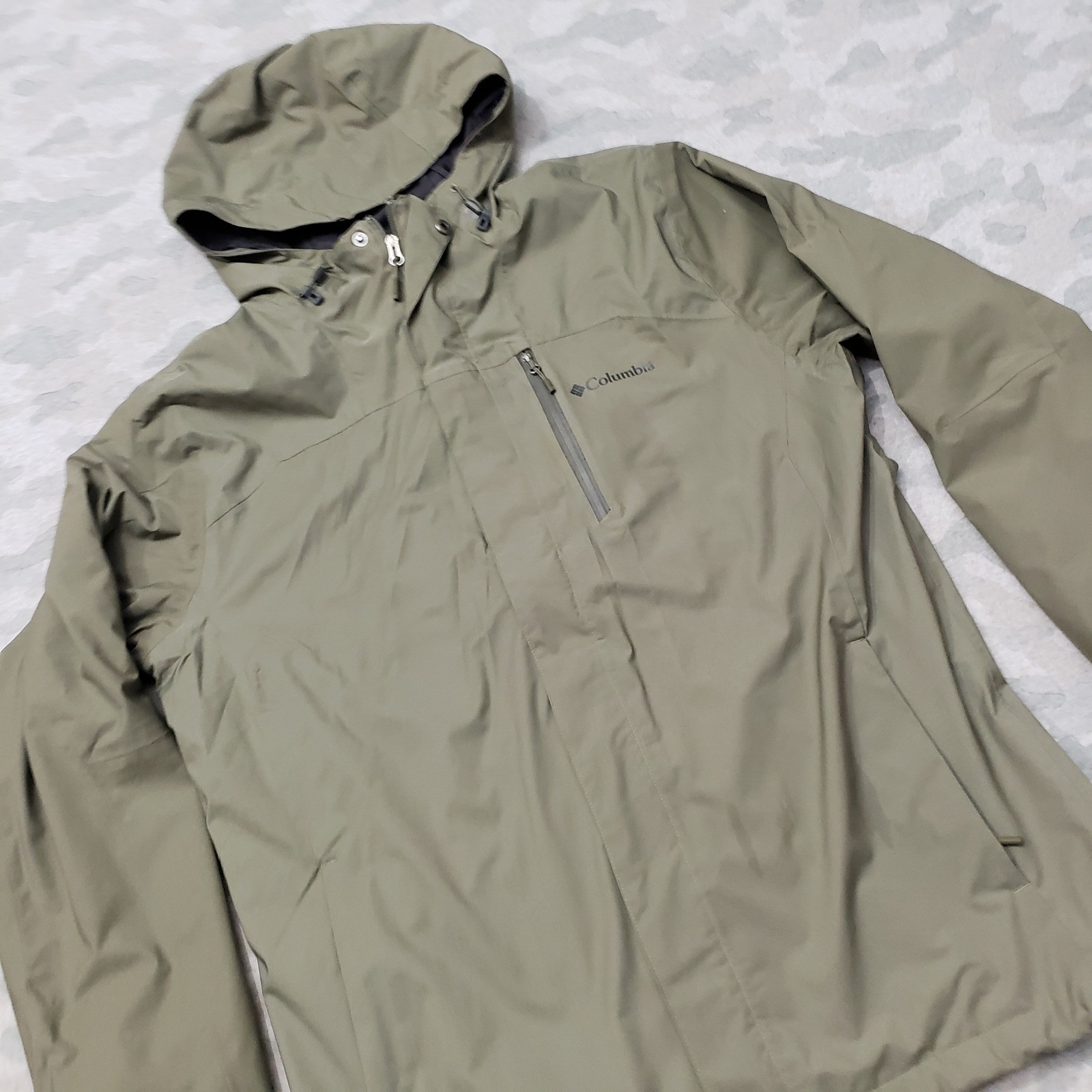 Columbia Jacket Mens Large Green Windbreaker Interchange Omni-Tech Hooded