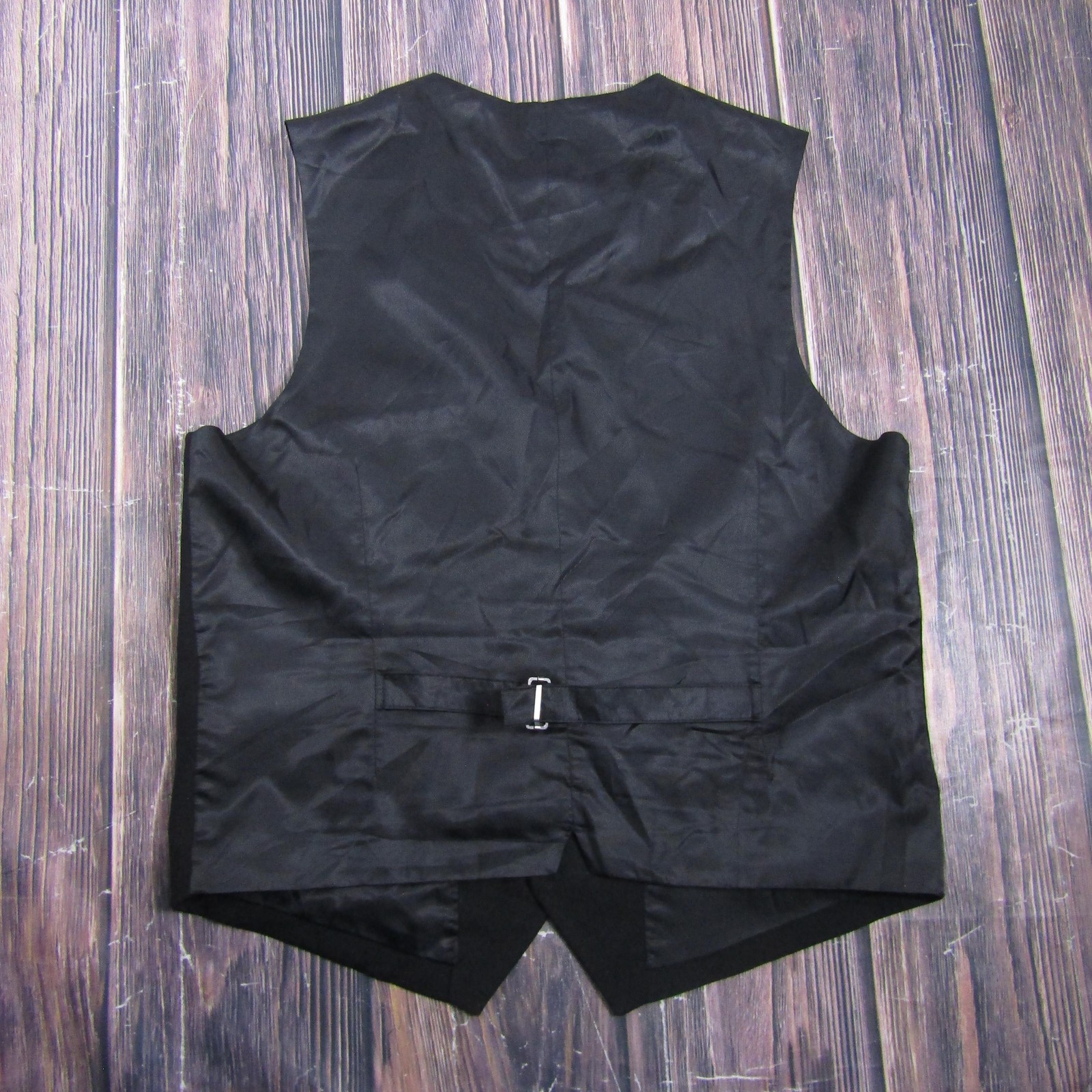 Perry Ellis Vest Mens L Black Twill Lined Belted Button Front Formal Workwear