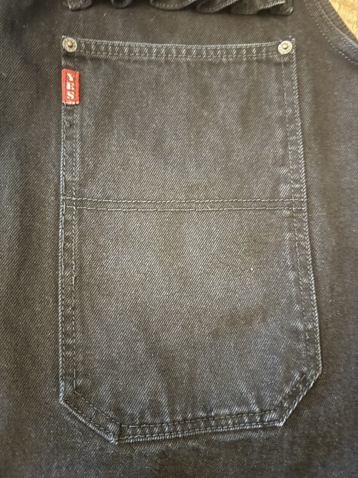 Vintage Yes Men Clothing Co XL Black Denim Vest Workwear Full Zip Sleeveless USA