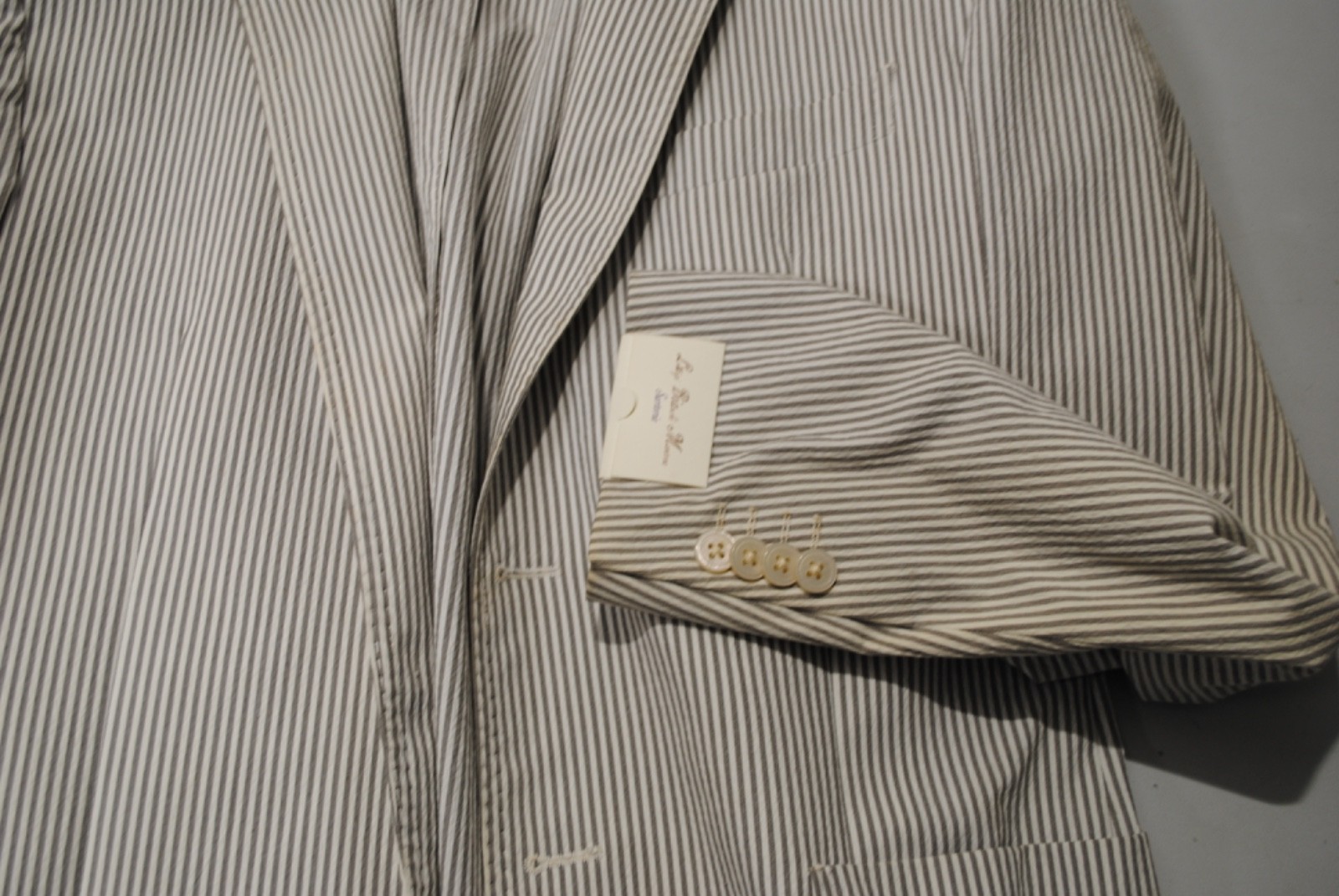 L.B.M. LUIGI BIANCHI MANTOVA JACKET SIZE 50 453.00 COTTON STRIPED CARD