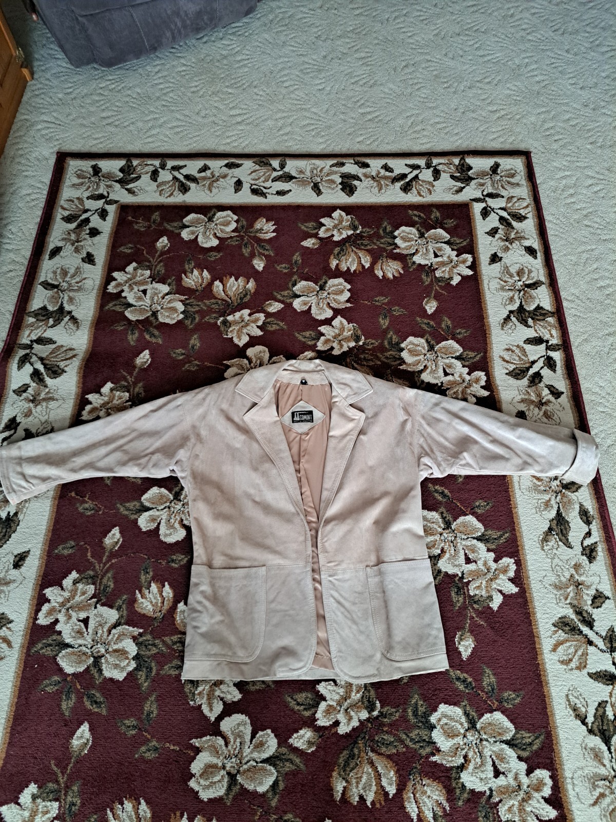 COMINT Argentina Vintage Suede Field Coat Jacket Tan Suede Big Pockets Unisex 14