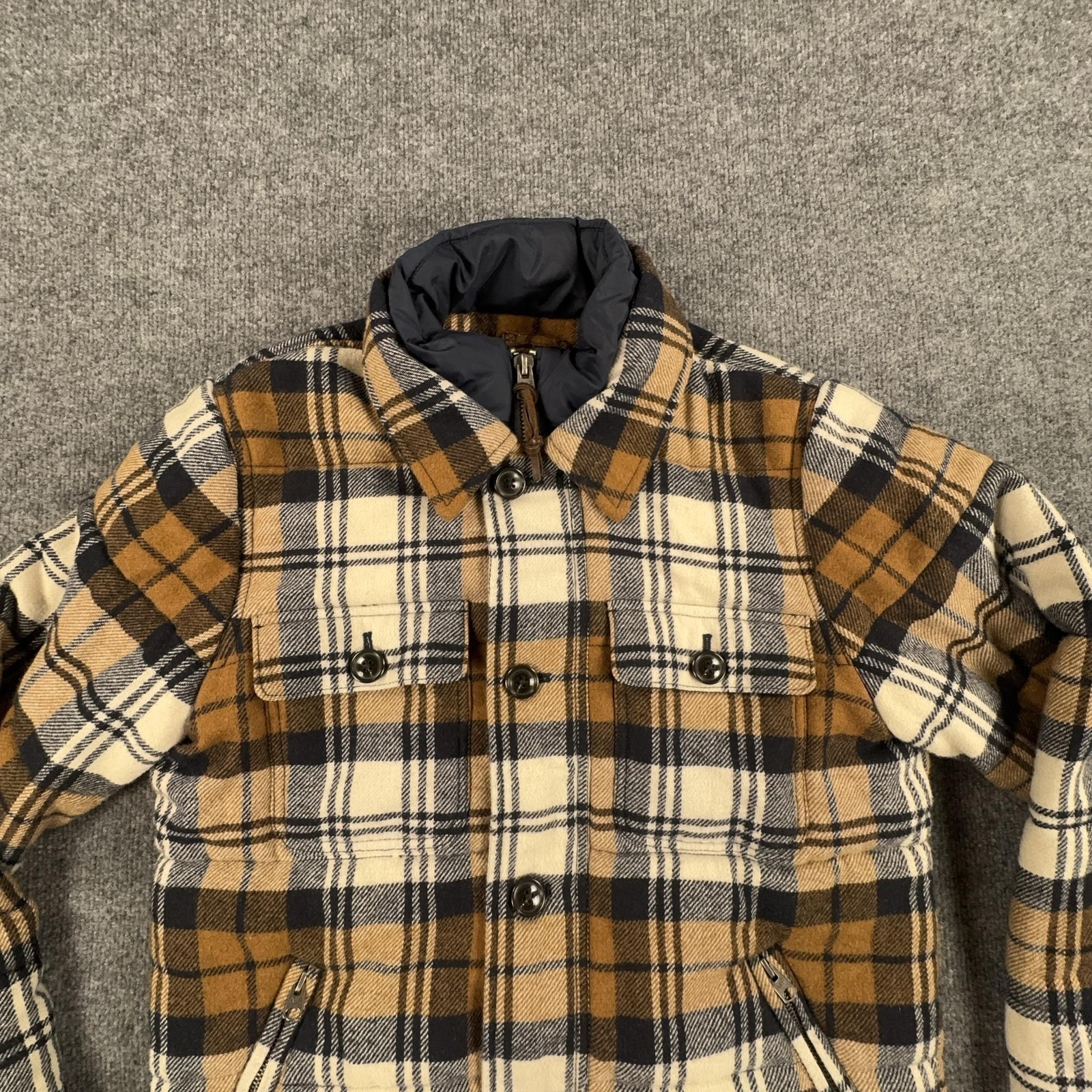 Abercrombie & Fitch Jacket Mens Medium Brown Plaid Quilted Flannel Insulated