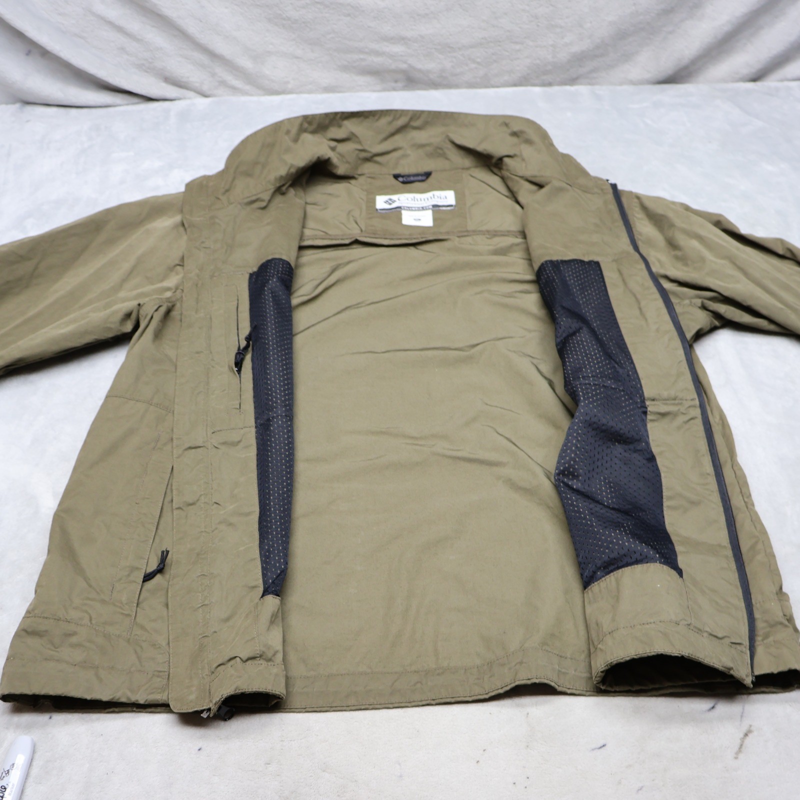 Columbia Jacket Men XL Green Full Zip Lightweight Water Resistant Hiking Outdoor