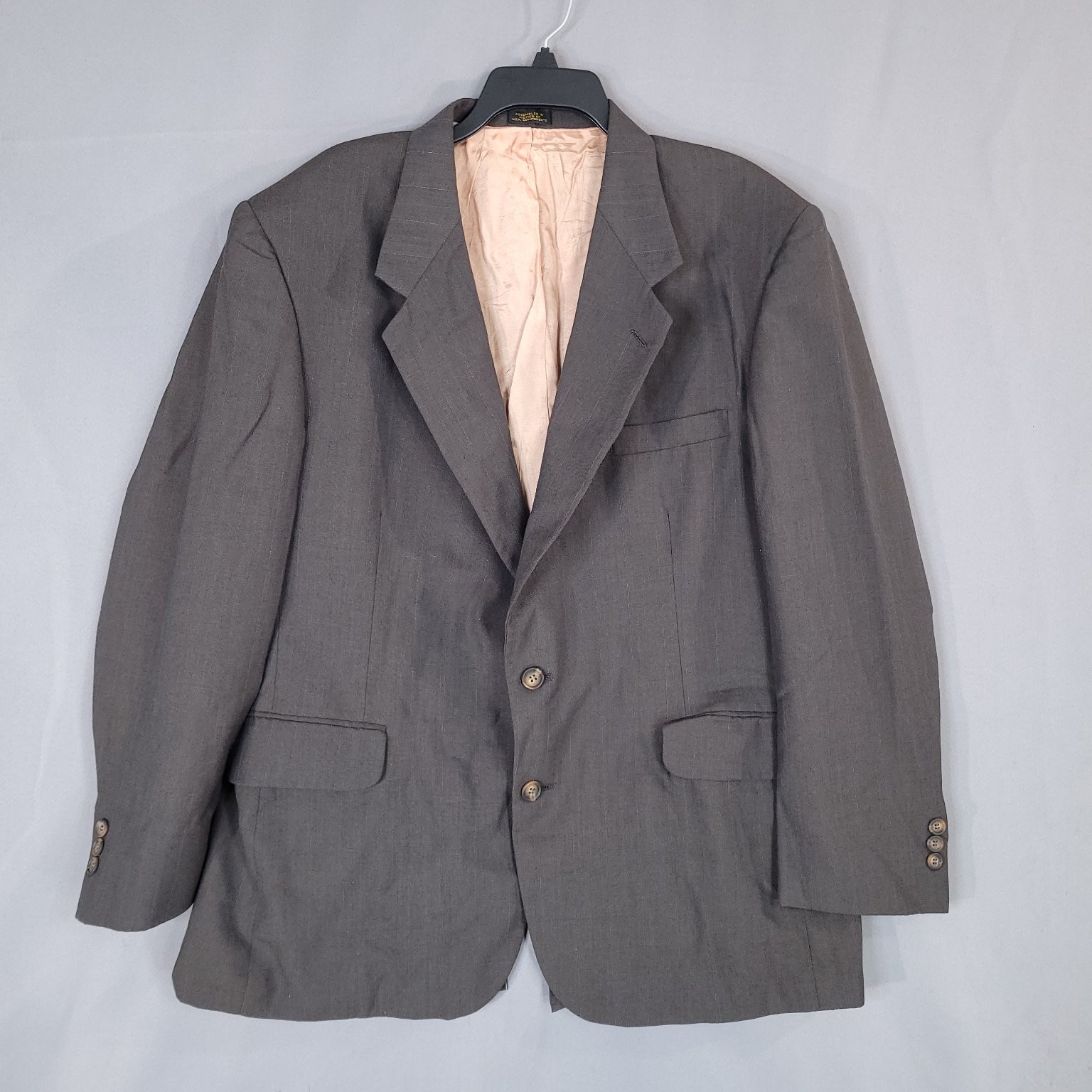 Men’s Brown Pinstripe Blazer Jacket Size 46R Dry Clean Only