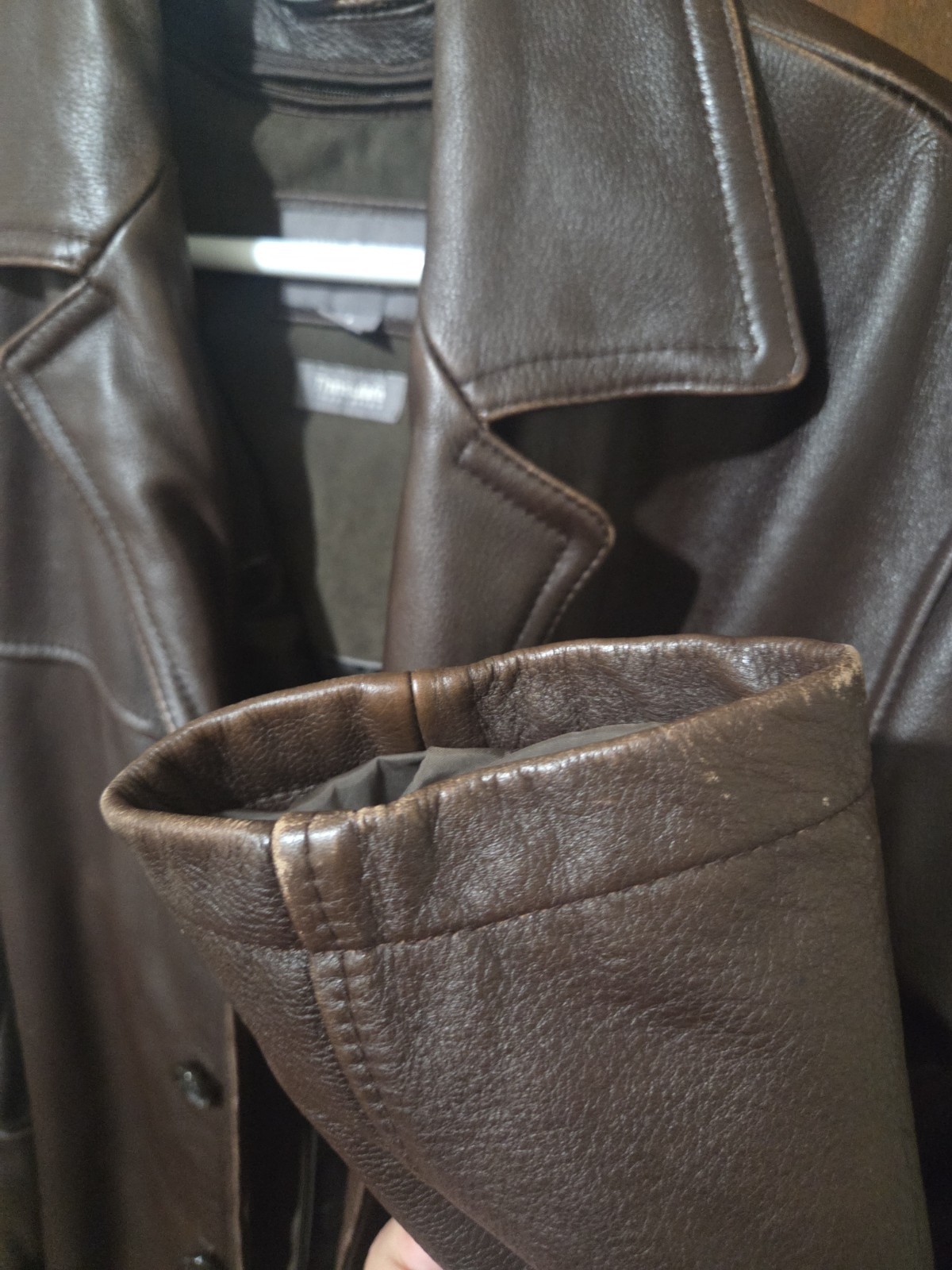 Wilson’s Leather Jacket Men’s Large Thinsulate Inner Ribbed Trim Front Zip Brown