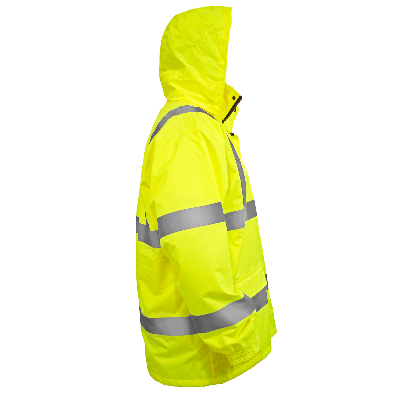 Safety Rain Jacket Reflective Green Hi-Vis Raincoat Rainjacket w Hood S-5XL