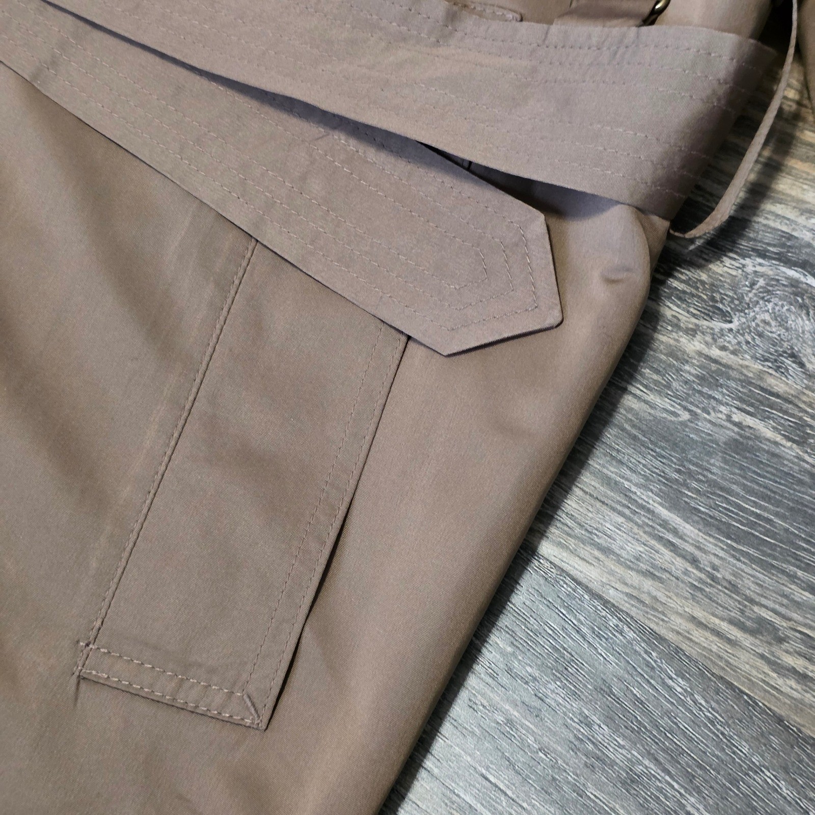 London Fog Mens Khaki Brown Belted Trench Coat Jacket 40L Longline Cotton Blend