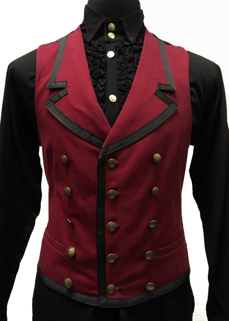 SHRINE GOTHIC COMMODORE BURGUNDY RETRO VAMPIRE VICTORIAN PIRAT STEAMPUNK VEST