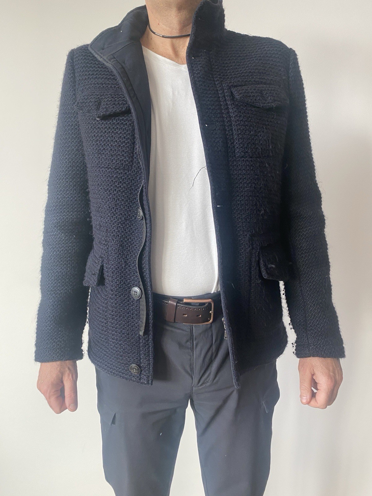 YES ZEE by Essenza winter knitted jacket inner wool pockets size 48/M