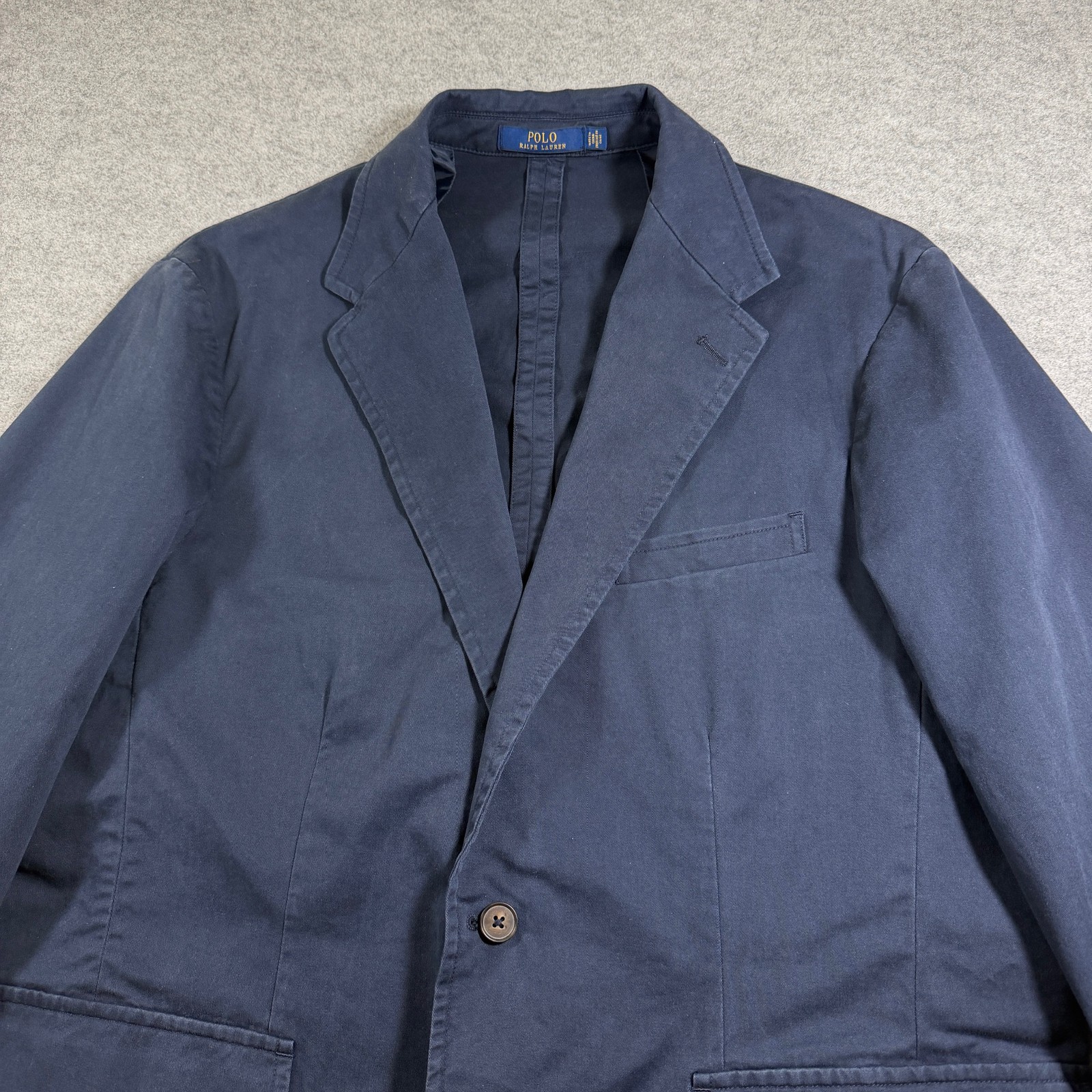 Polo Ralph Lauren Sport Coat Mens XXL Navy Two Button Notch Lapel Cotton Blazer