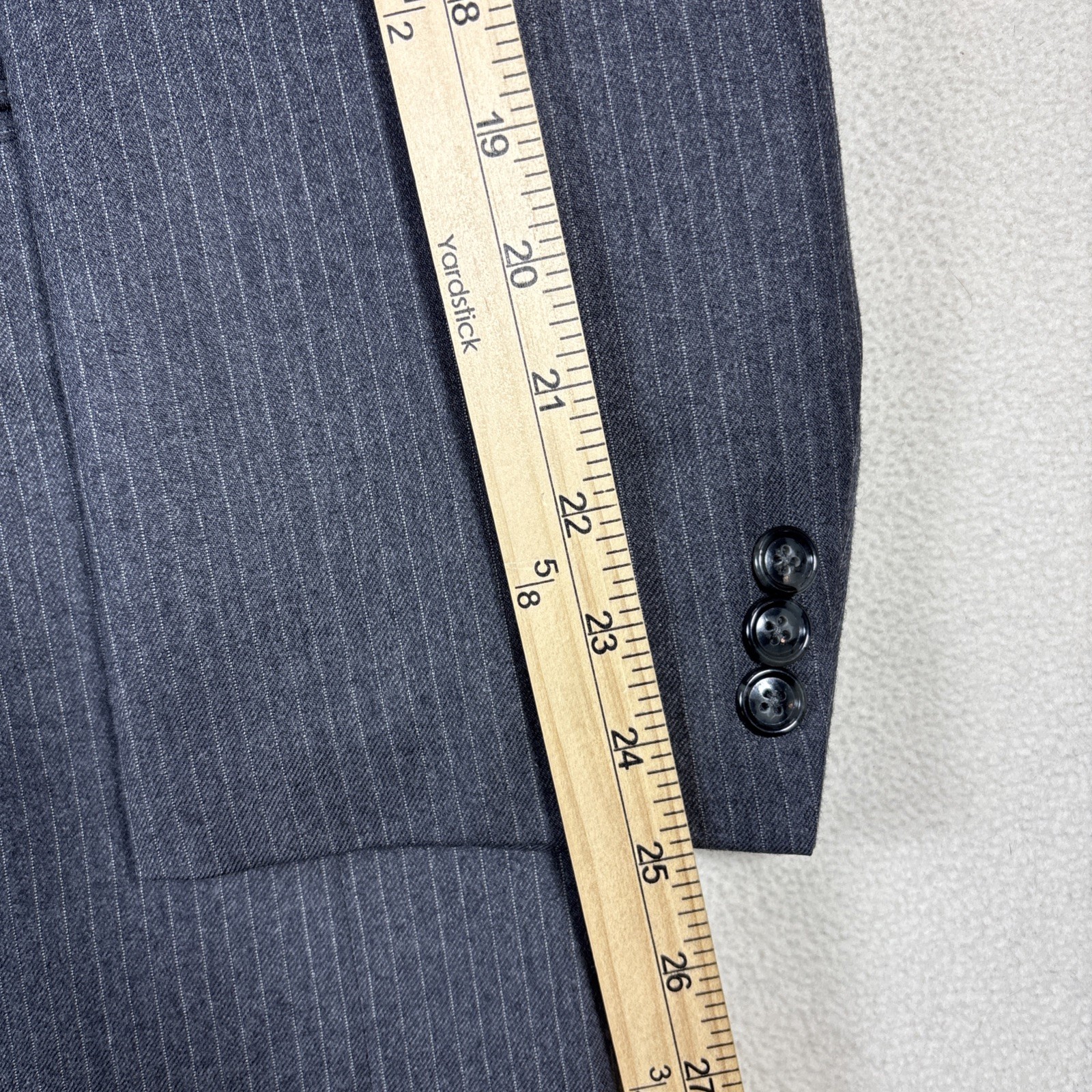 Modesto Custom Blazer Mens 46R Hand Tailored Hong Kong Jacket Pin Stripe Gray