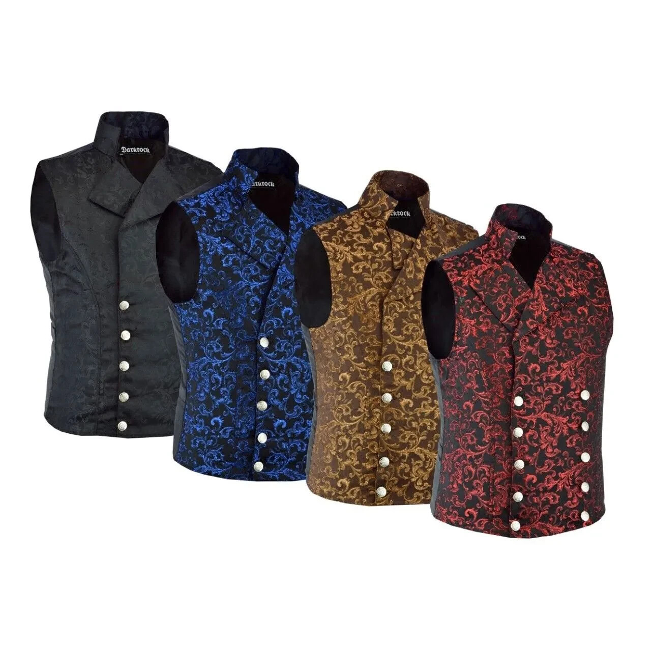 Mens Steampunk Double Breasted Waistcoat Black Vest Gothic Western Reenactment