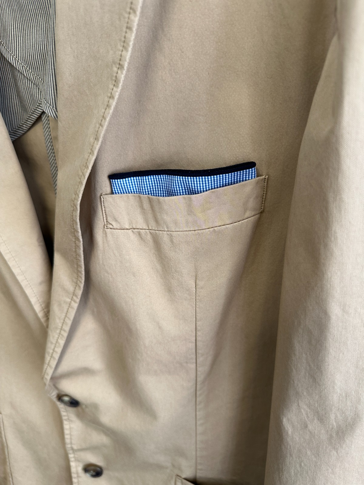 Cremieux Blazer Mens L Beige Tan 2 Button Cotton Jacket Business Casual Pockets