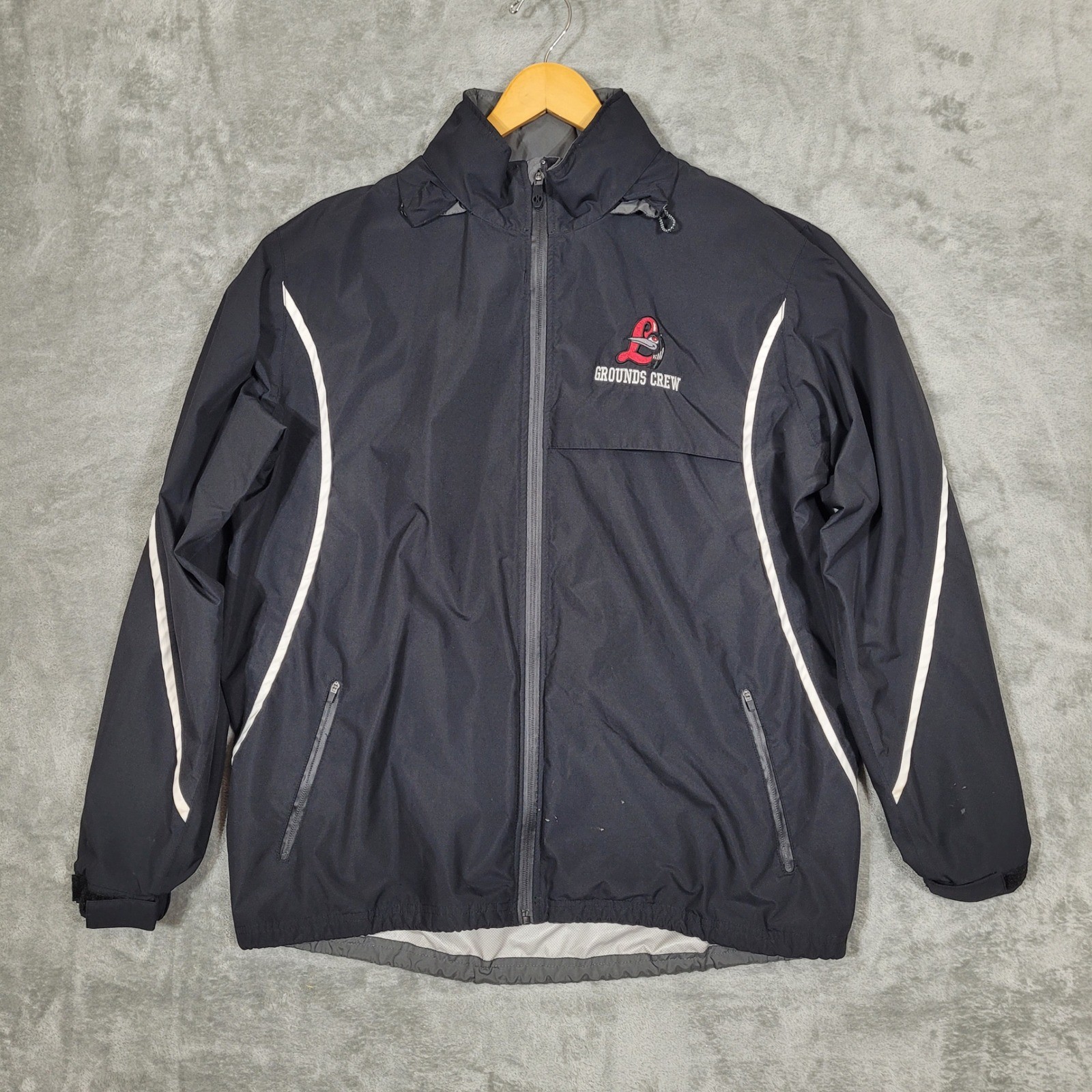 Loons Baseball Jacket Mens Large Black Grounds Crew Hooded MLB Minor League
