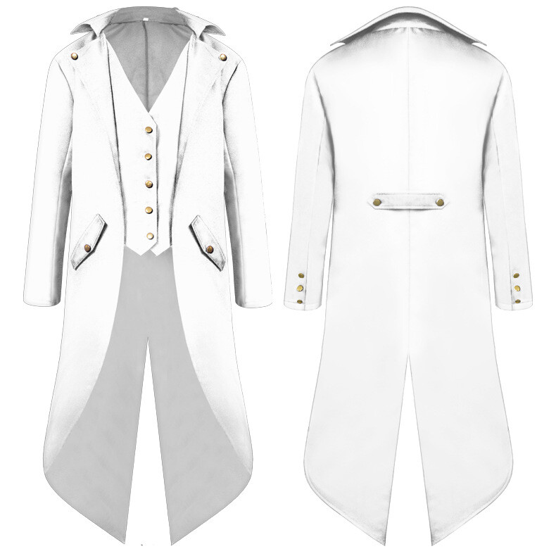 Men’s Victorian Halloween Costume Steampunk Coat Gothic Jacket Medieval Tailcoat