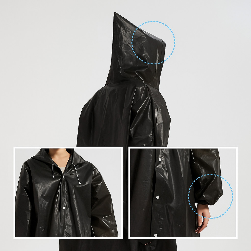 Unisex EVA Waterproof Raincoat Hooded Long Jacket for Men Women Camping Hiking