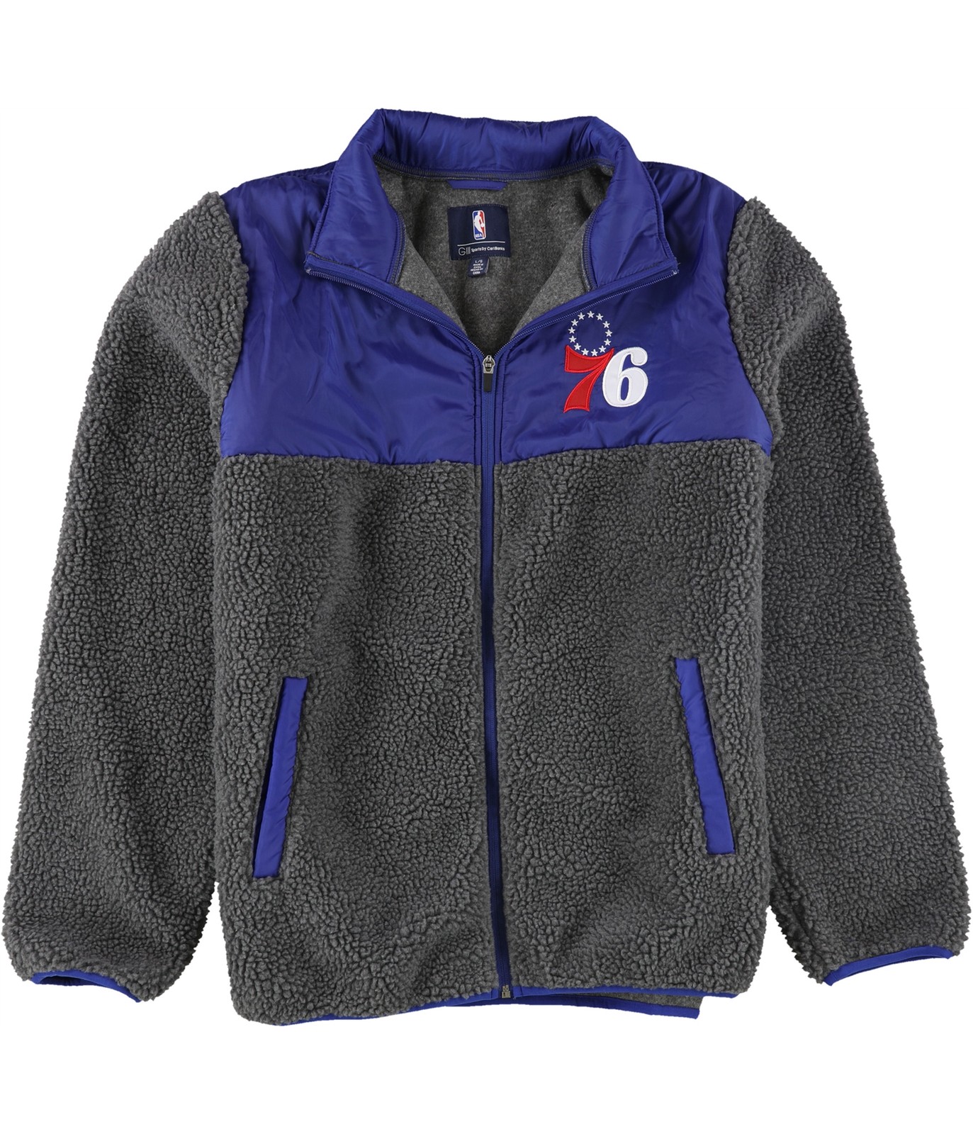 G-III Sports Mens Philadelphia 76ers Fleece Jacket, Grey, Large