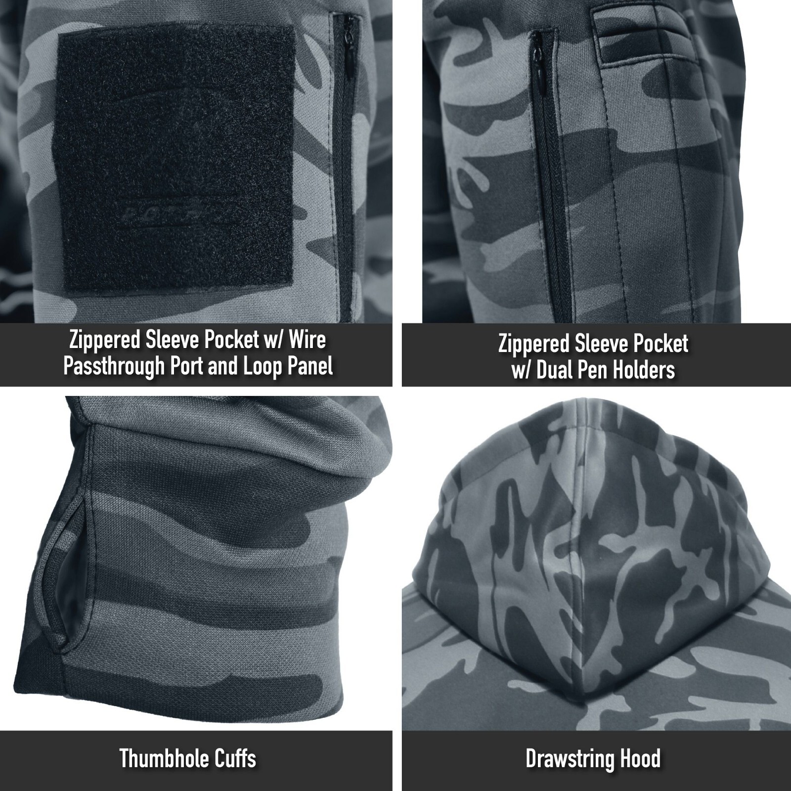 Mens Solid Concealed Carry Hoodie Pass Through Kangaroo Pocket CCW