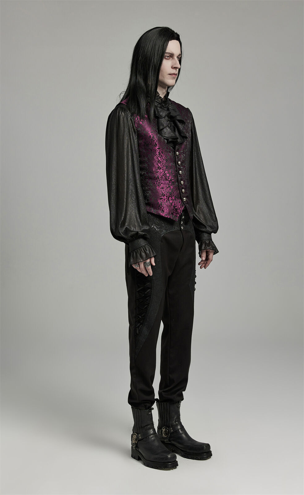 PUNK RAVE Men Purple Steampunk Gothic Vampire Visual Jacquard Vests Waistcoat