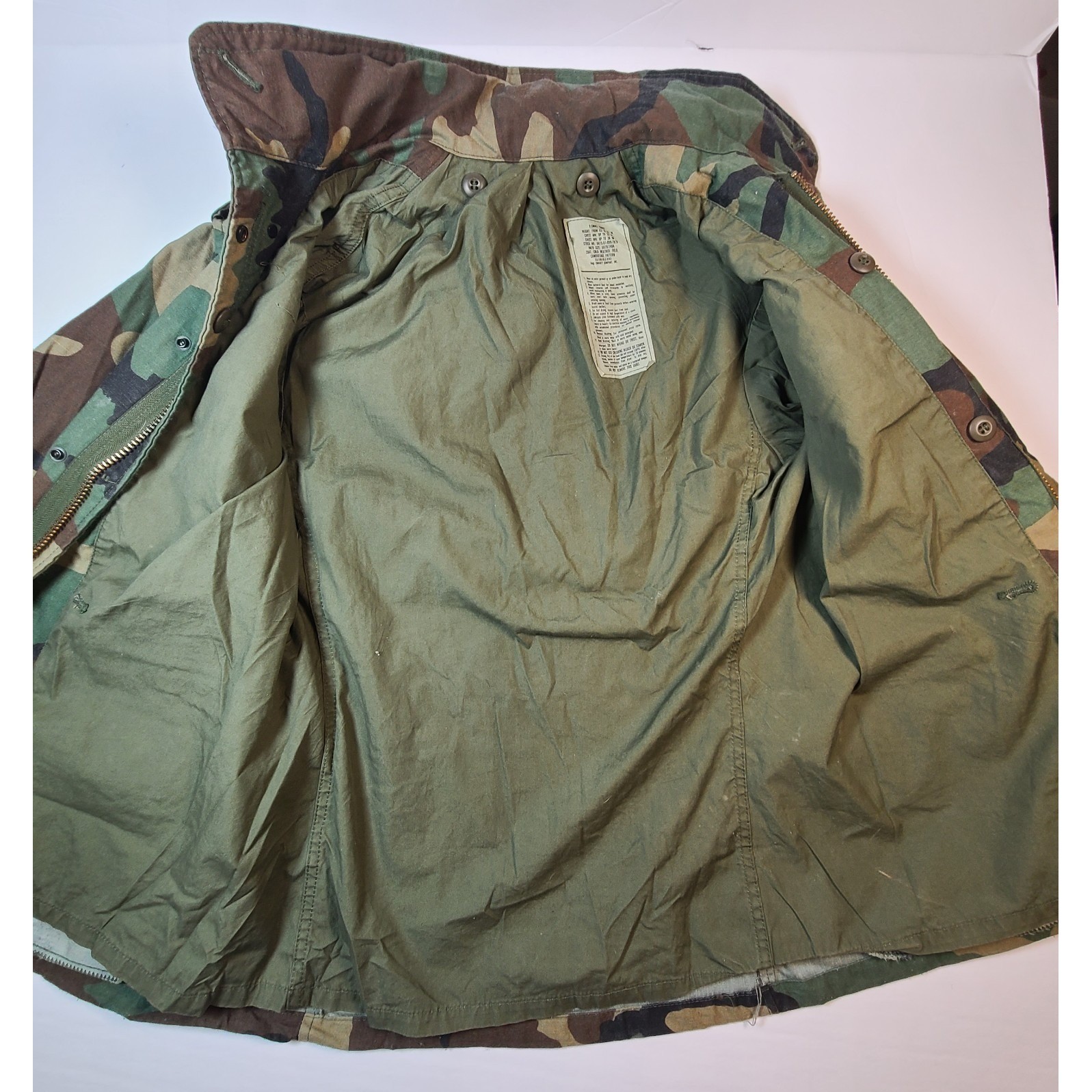 US Army Woodland Camo Field Jacket Airborne Patch Military Coat Mens XS