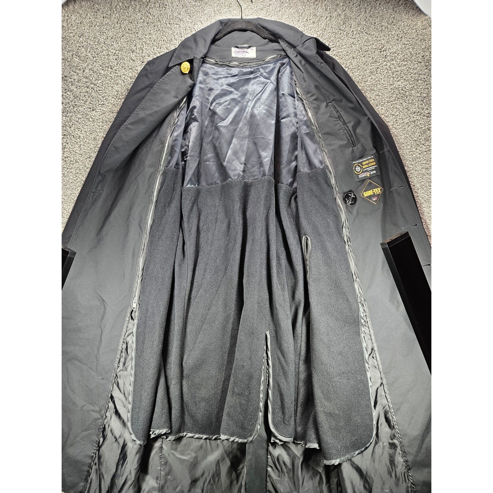 Flying Cross US Naval Academy Trench Coat Gore-Tex Men’s 44S Black Rain Jacket
