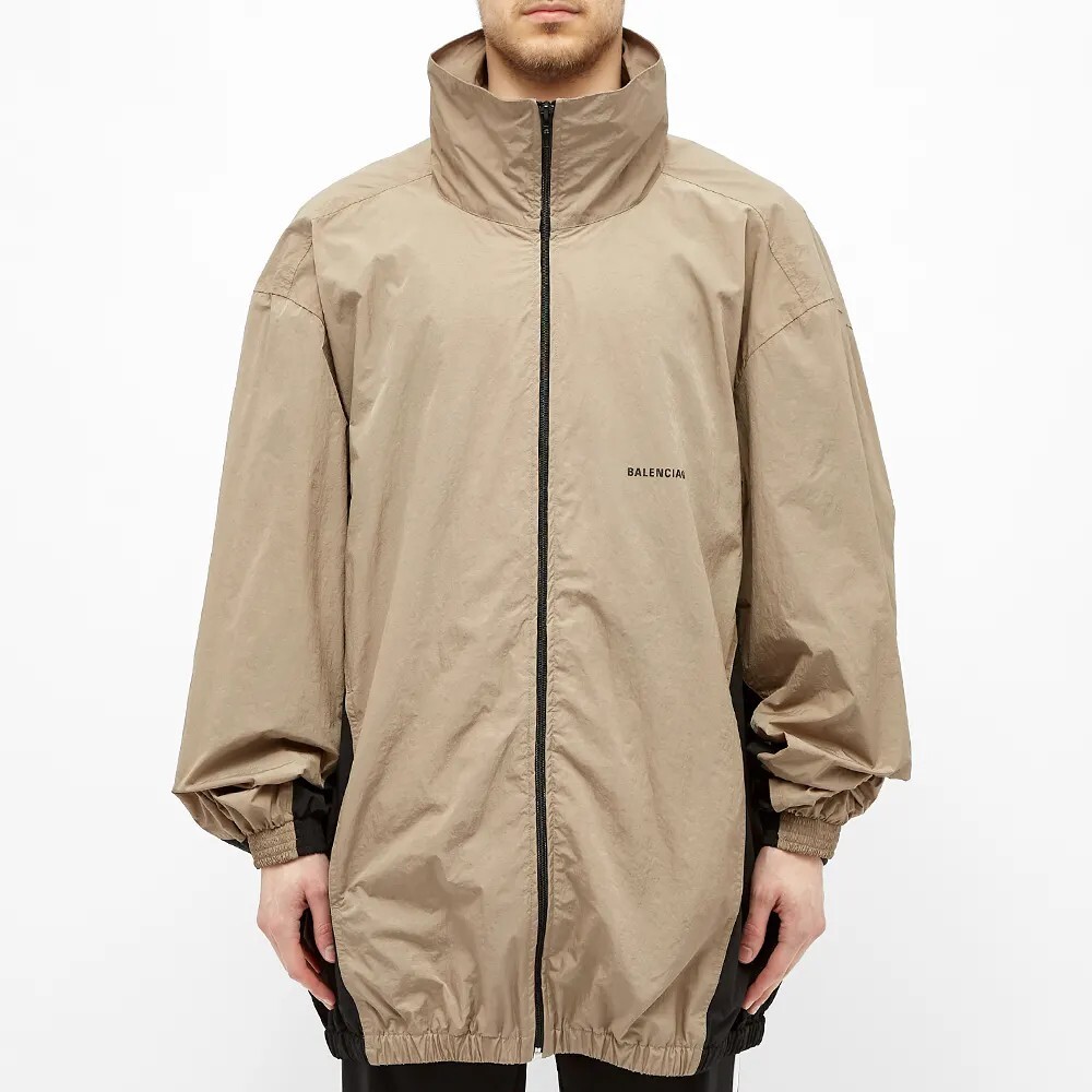 NO CUSTOMS TAX BALENCIAGA Enveloppe beige black oversized crinkled track jacket