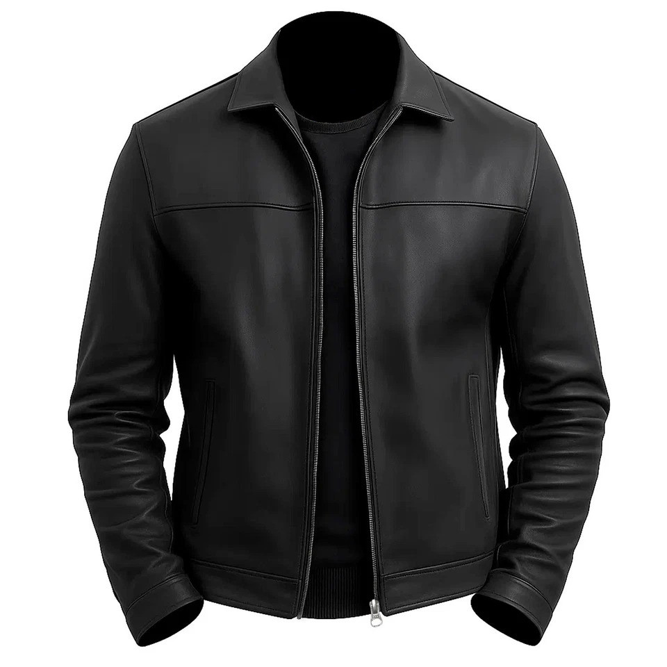 Mens Motorcycle Café Racer Jacket Genuine Leather Brown Vintage Biker Style