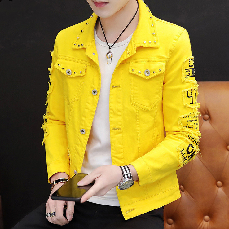 Spring And Autumn Jeans Coat Men’s Korean-style Fashion Students Handsome Jacket