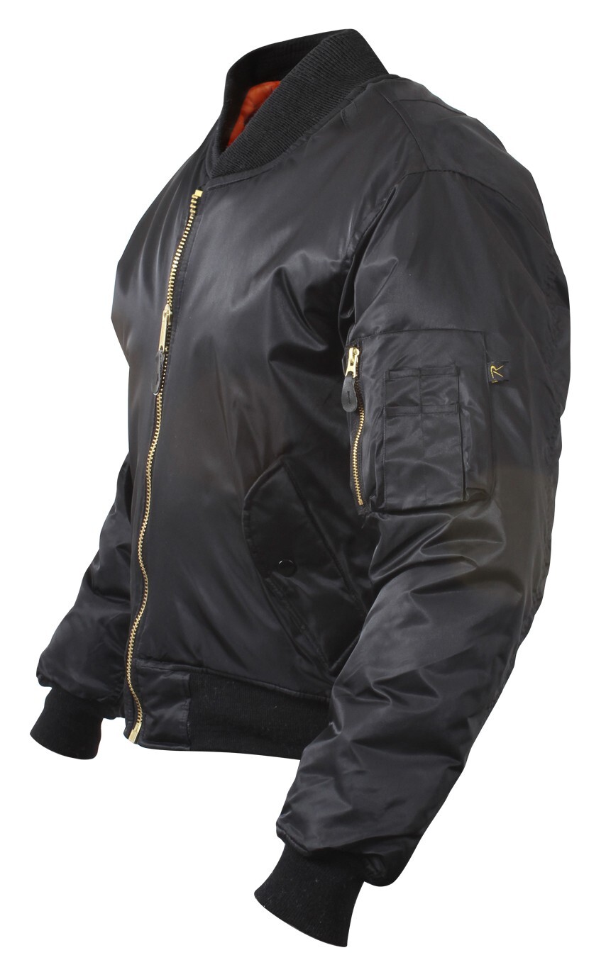 MA-1 Bomber Jacket Flight Coat Air Force Military Solid Black Reversible XS-10XL