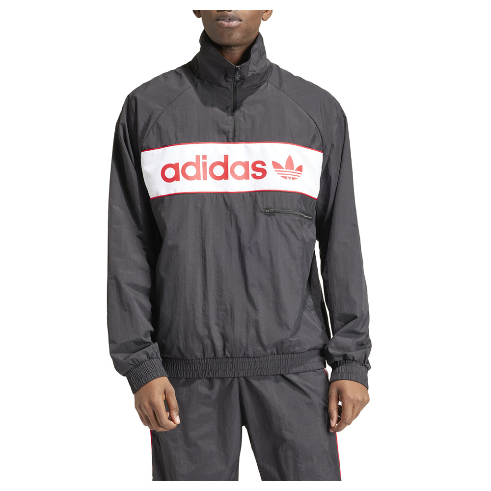adidas Half Zip Ny Windbreaker Mens Black Casual Athletic Outerwear IS1398-A