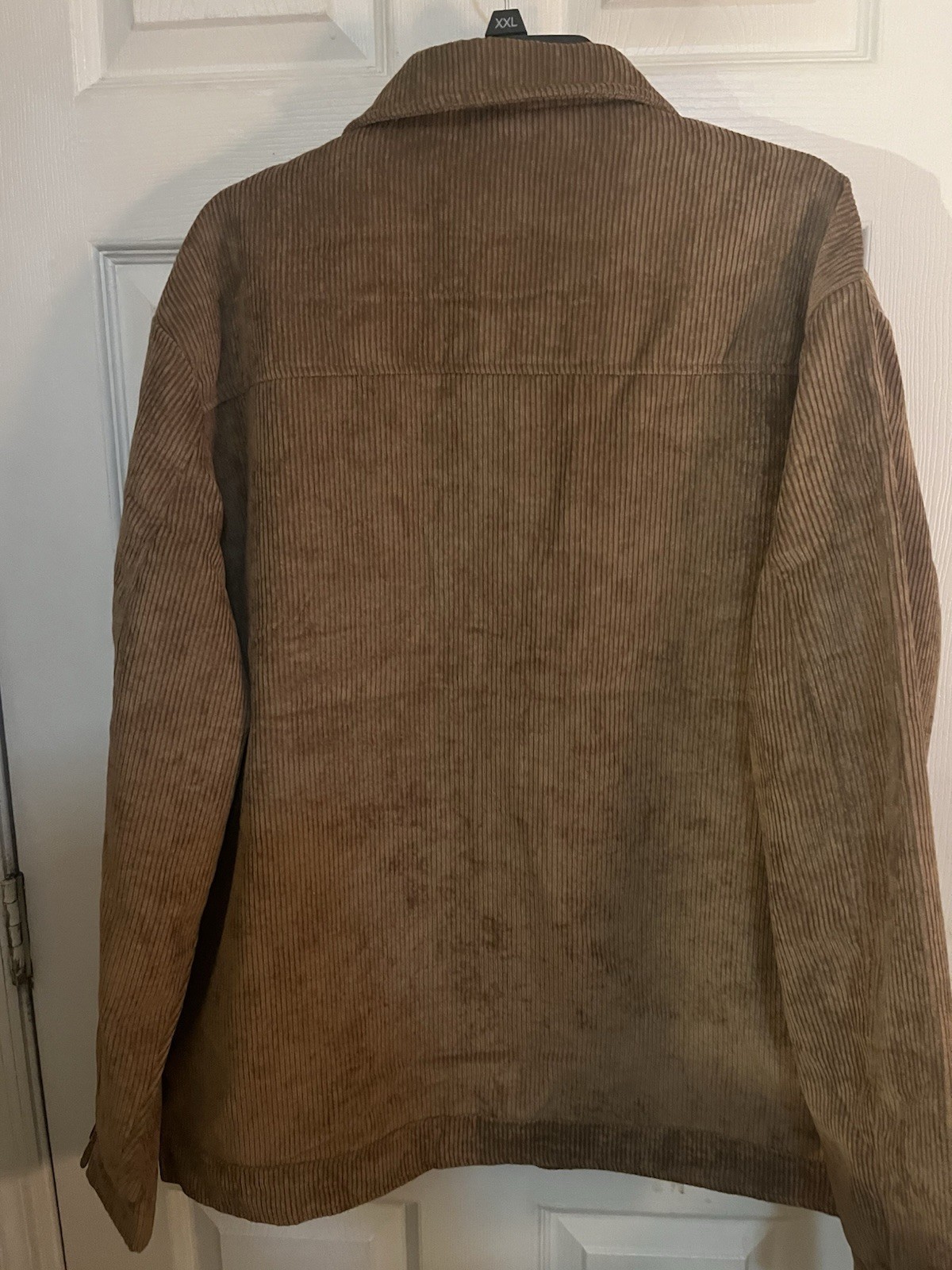 All season Comfortable Casual Jacket Men Fashionable 2XL Brown Pseudo Corduroy