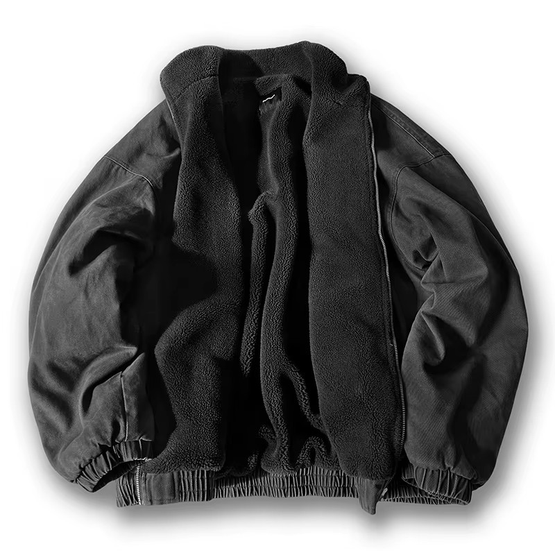 Japanese Vintage Polar Fleece Jacket Men Winter High Quality Thick Jacket Korean