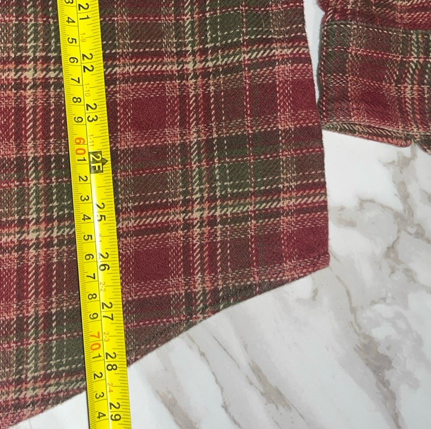 Mens L Orvis Heavy Weight Flannel Shirt Thick Jacket Plaid Button Up Pockets